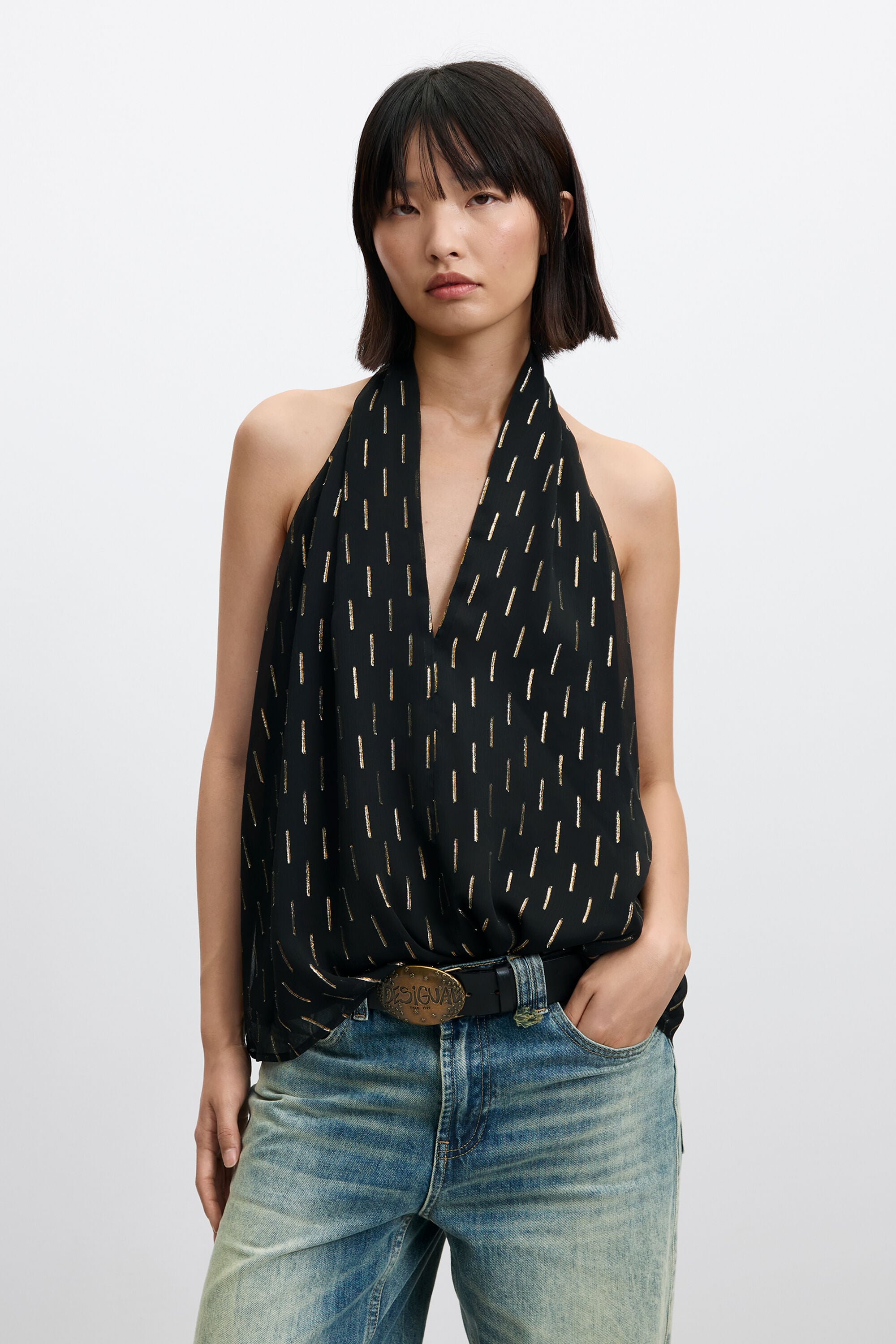Desigual glanzende haltertop