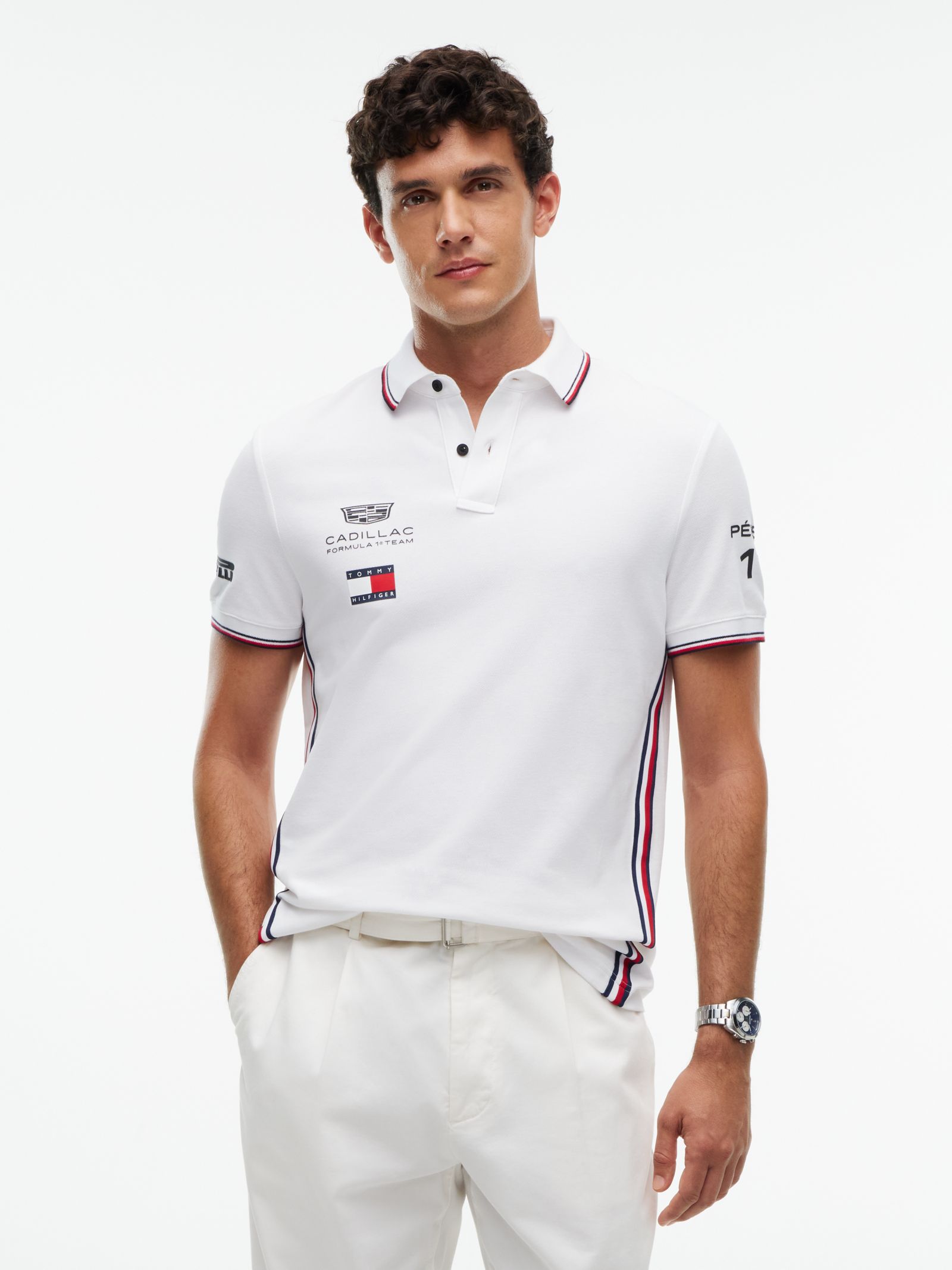 Tommy Hilfiger TH X Cadillac Formula 1® Team Sergio Pérez 11 polo in wit