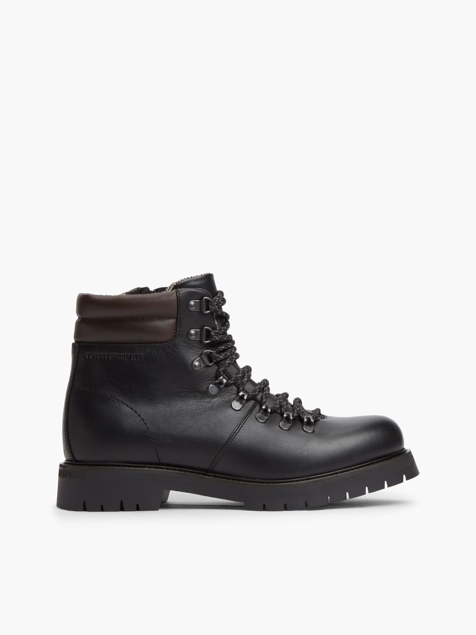 Tommy Hilfiger Outdoor waterdichte leren veterlaars in zwart