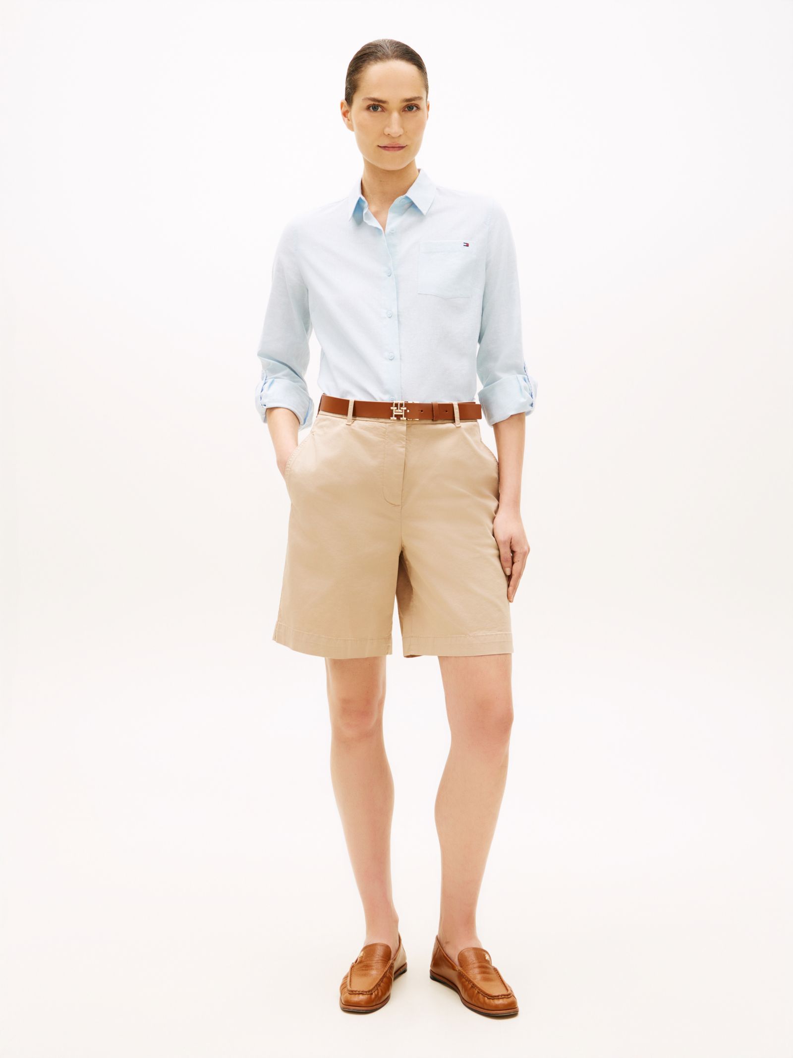 Tommy Hilfiger regular fit chino short met wassing in beige