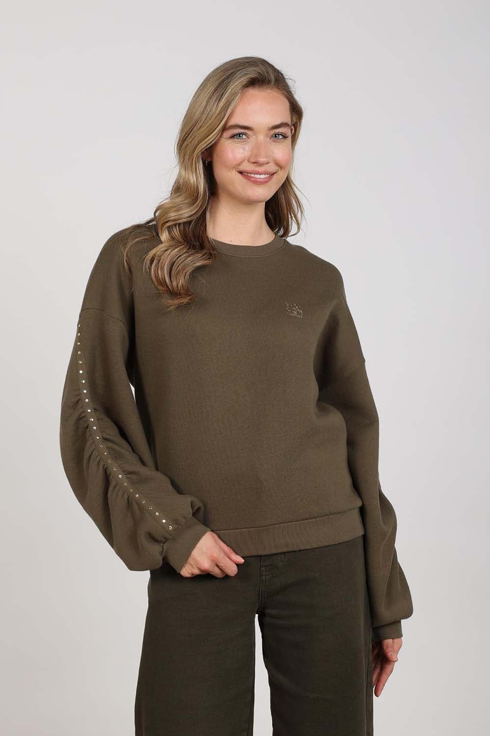 Nukus Sweater Olivia Studs Groen dames
