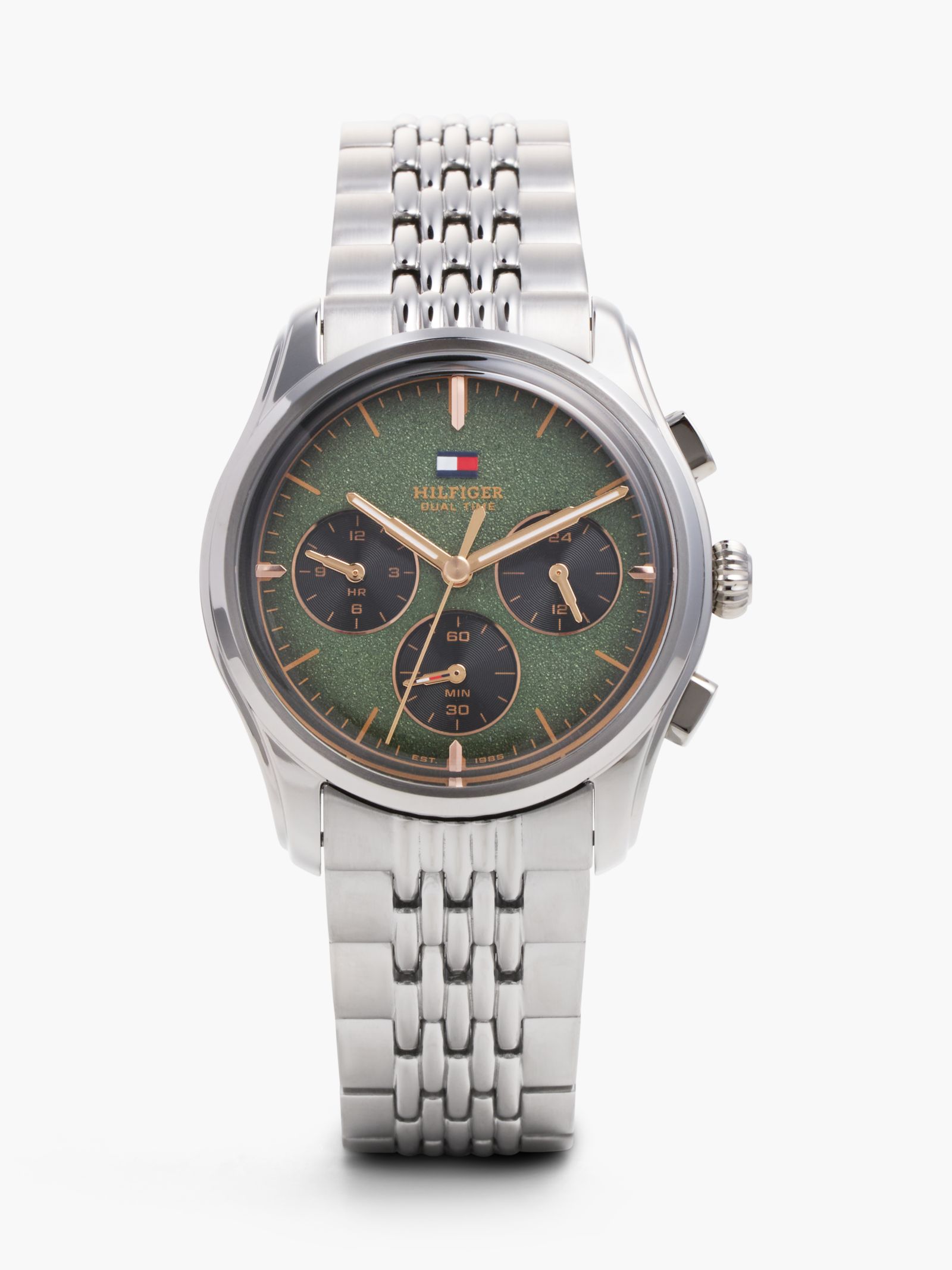 Tommy Hilfiger Chronograafhorloge met groene wijzerplaat en rosévergulde details
