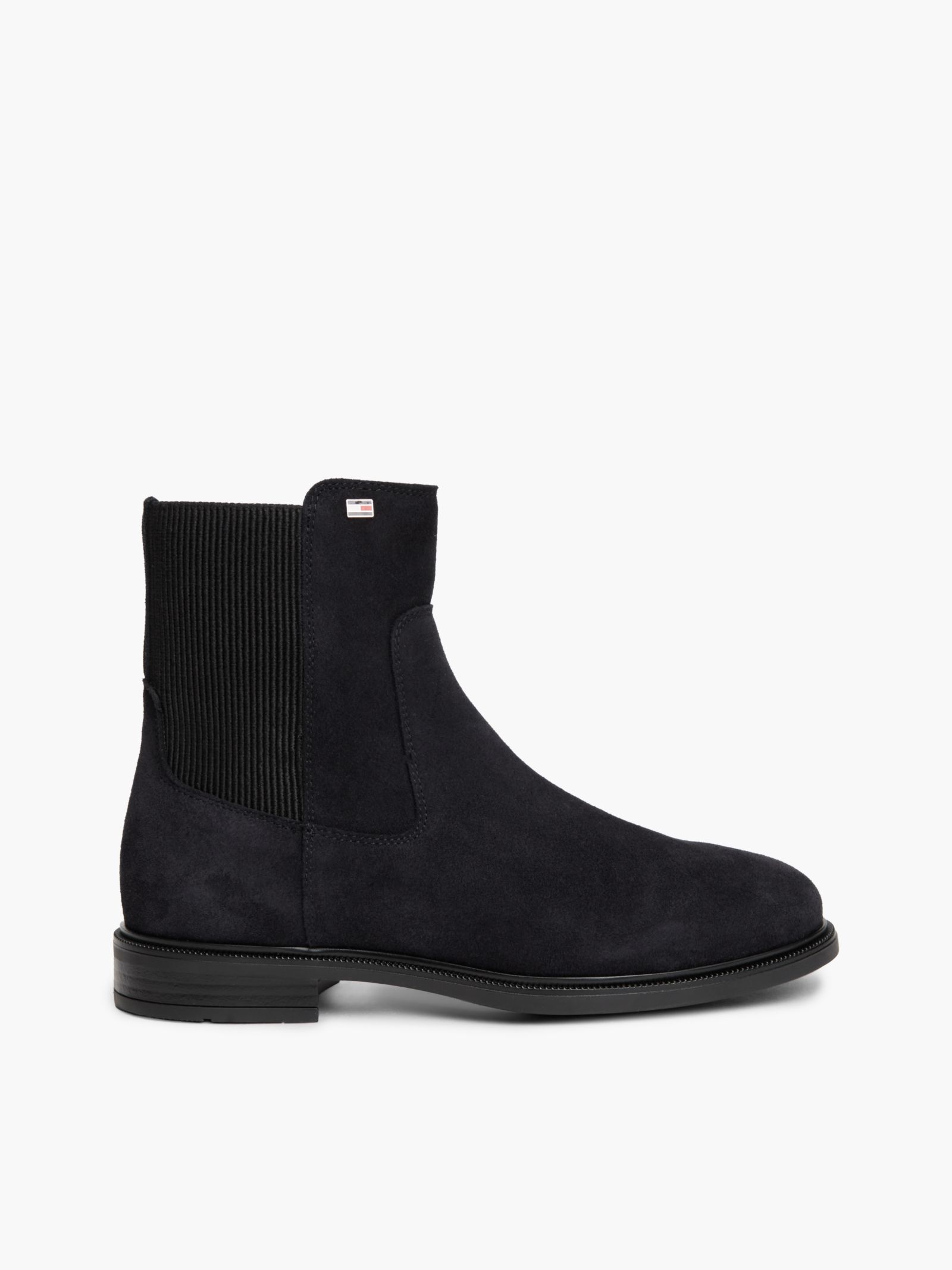 Tommy Hilfiger Suède Chelsea Boot met geëmailleerde vlag in blauw