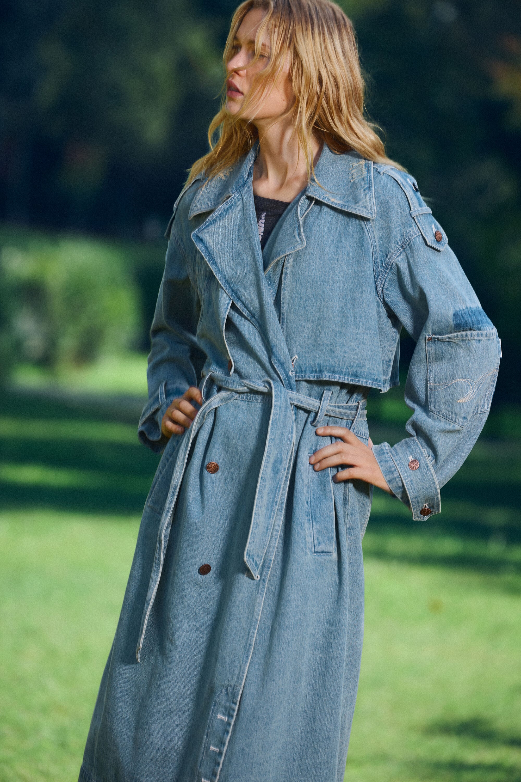 Desigual Denim trenchcoat katoen