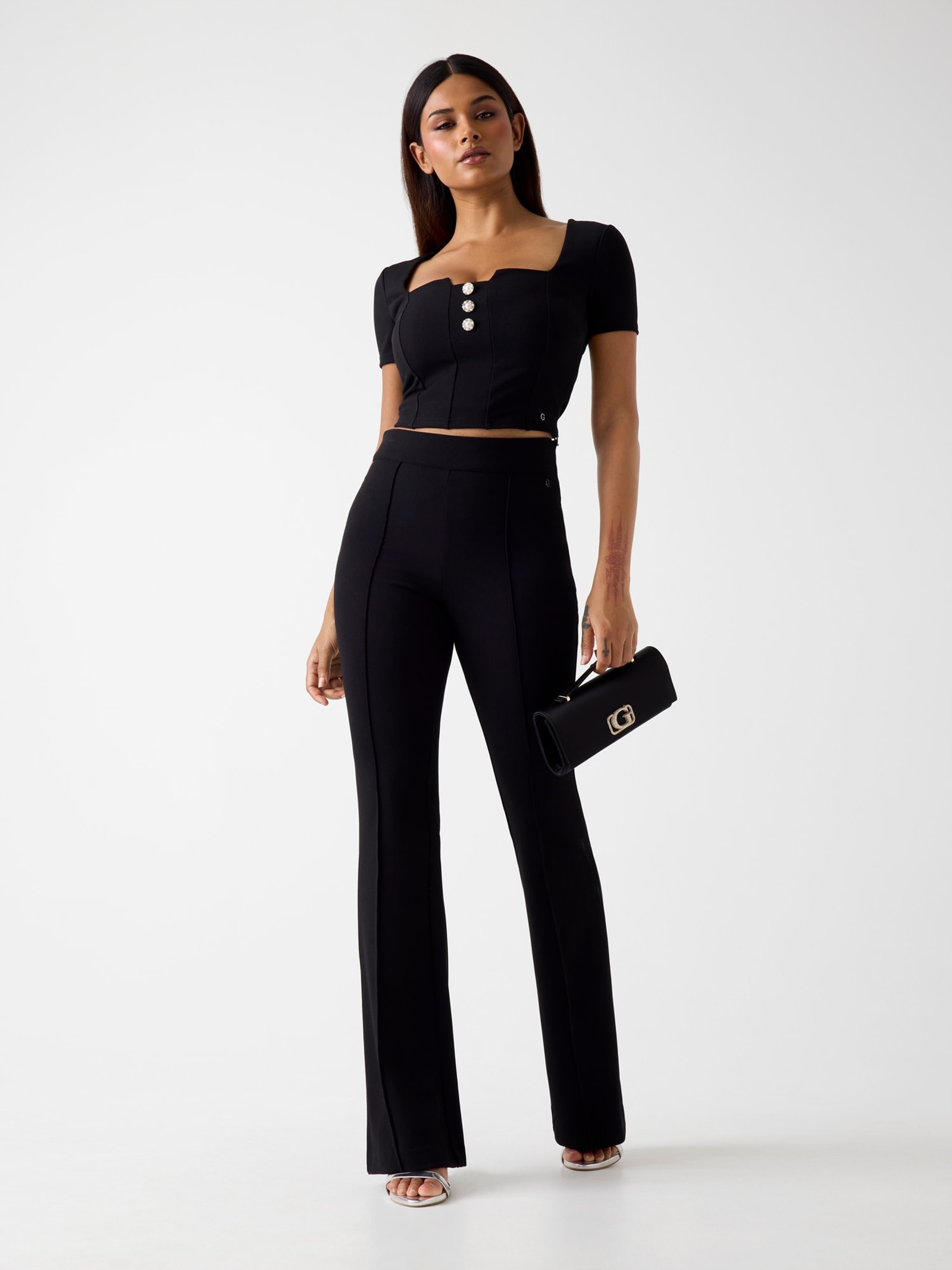 Guess Flared Broek in zwart