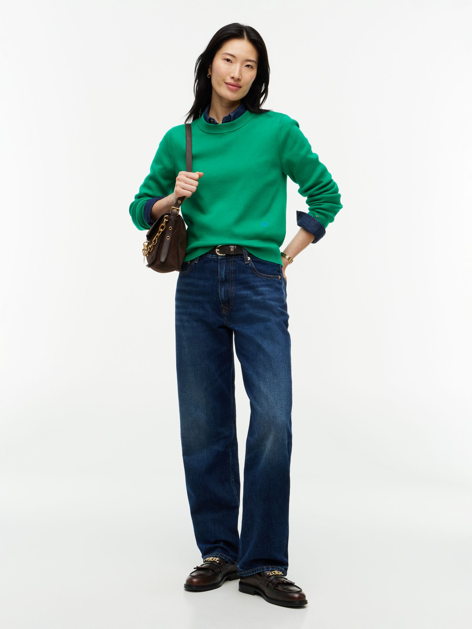 Tommy Hilfiger Premium Gebreide Trui met Ronde Hals in groen