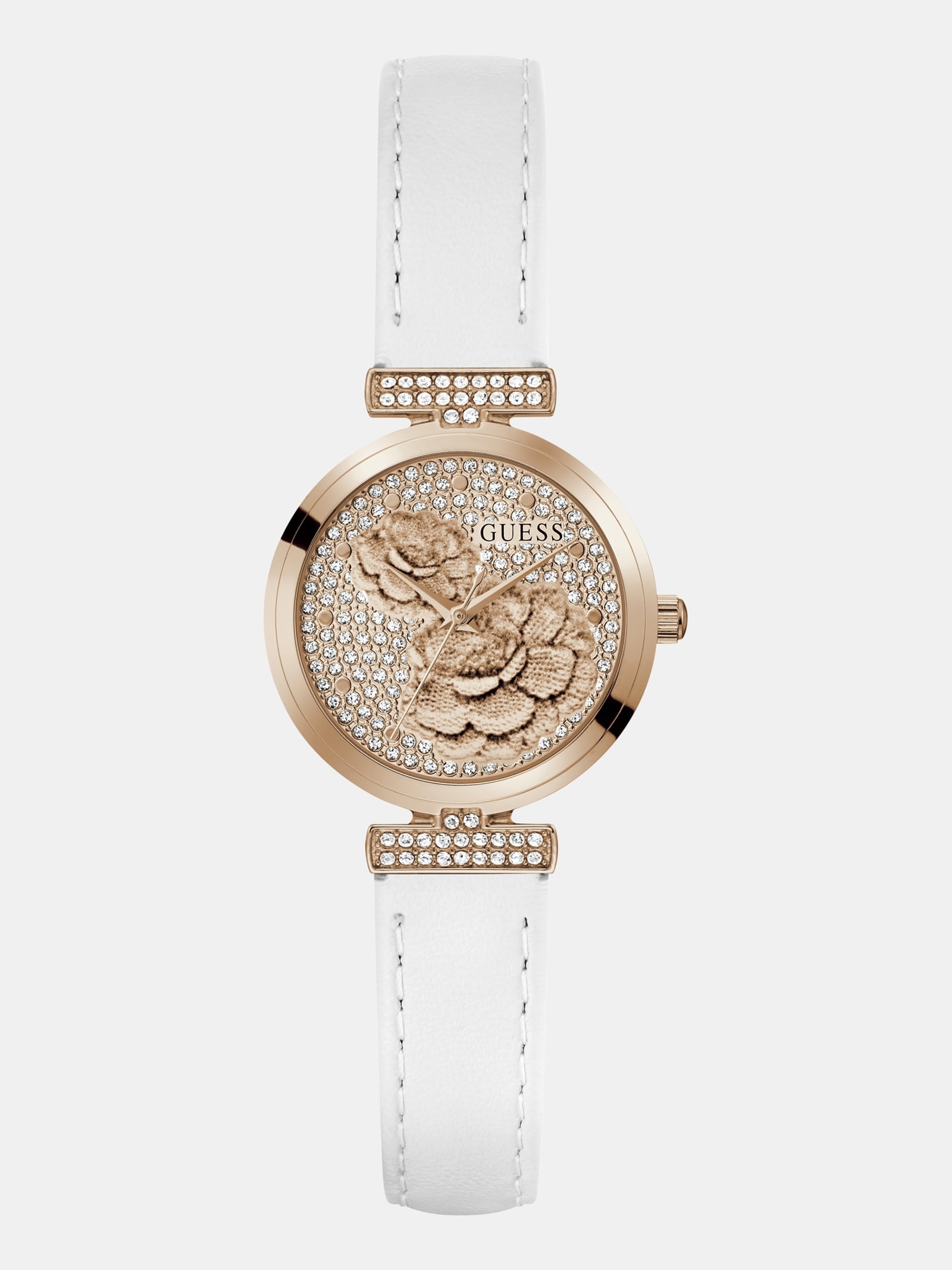 Guess Analoge Horloge Van Echt Leer 34 Mm in wit