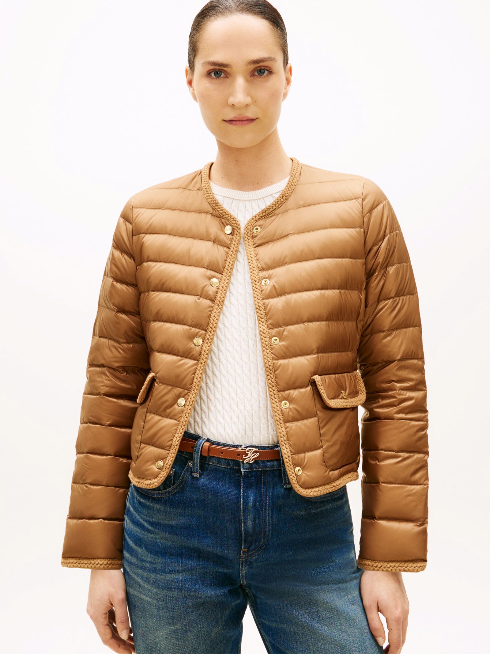 Tommy Hilfiger Waterafstotend lichtgewicht slim fit donsjack in beige