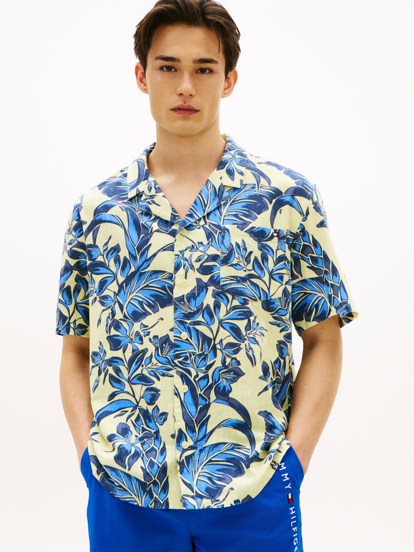 Tommy Hilfiger Essential Bowlingshirt met Print in geel