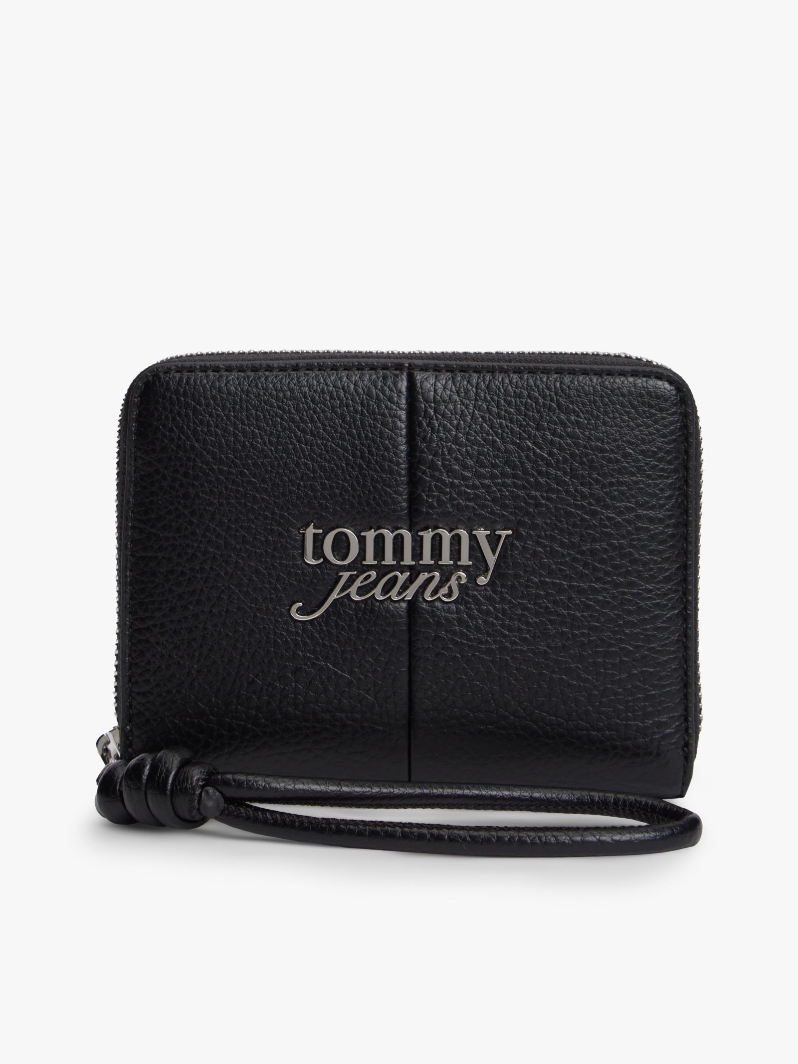 Tommy Jeans Zip Around portemonnee met polsbandje en logo in zwart
