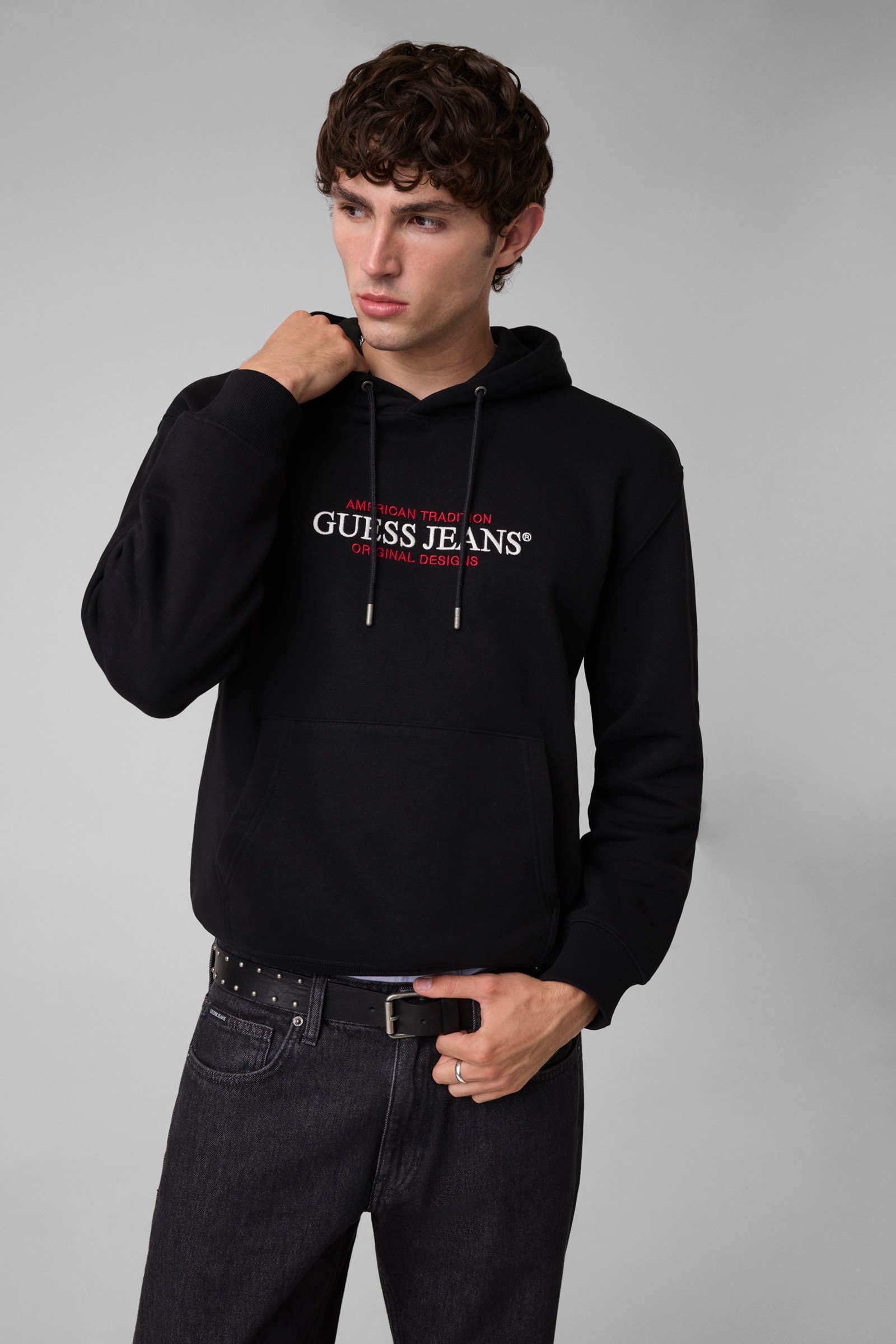 Guess American Tradition-Sweater Met Capuchon in zwart