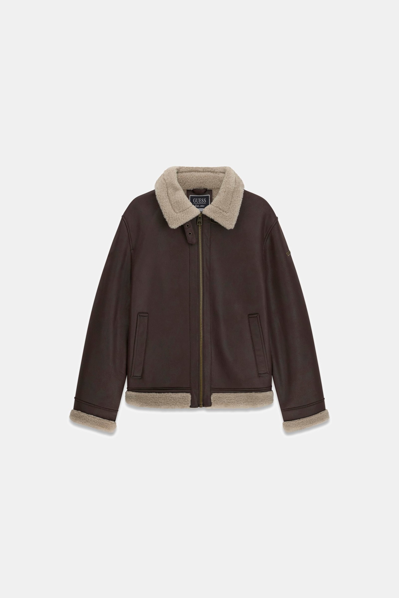 Guess Jas Van Lamsvacht for men in bruin