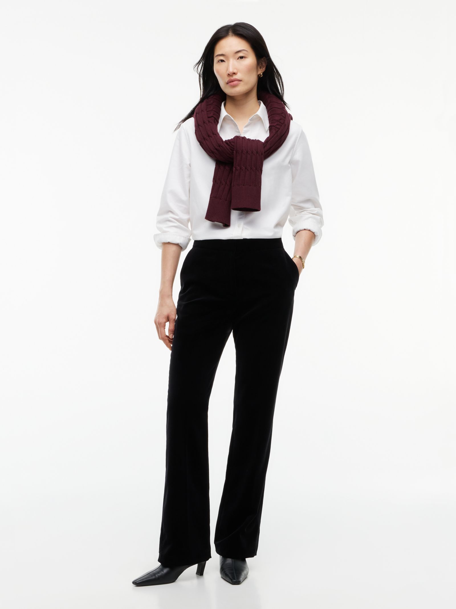 Tommy Hilfiger Fluwelen bootcut slim fit broek in zwart