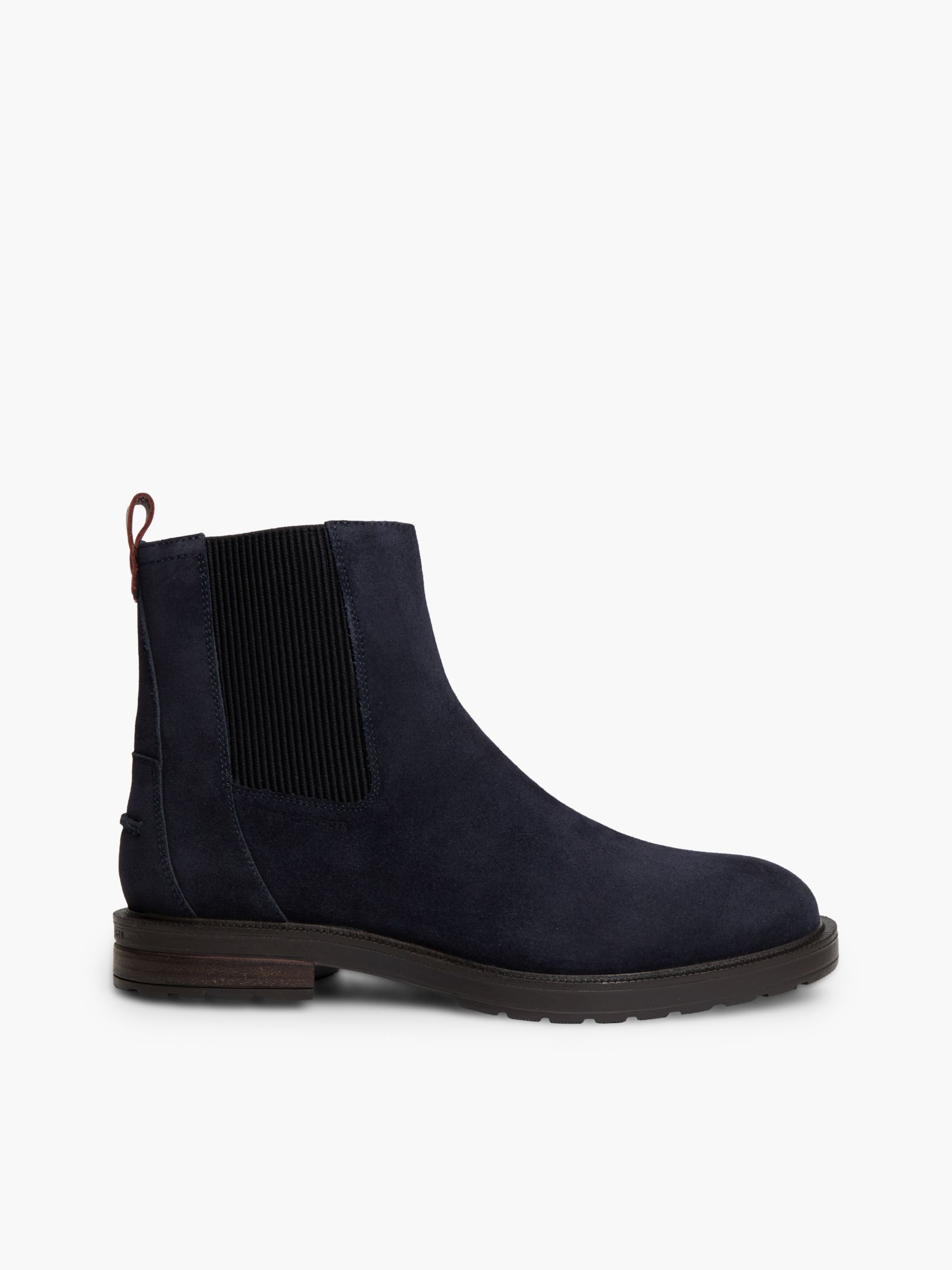 Tommy Hilfiger suède chelsea boot met profielzool en rits in marine