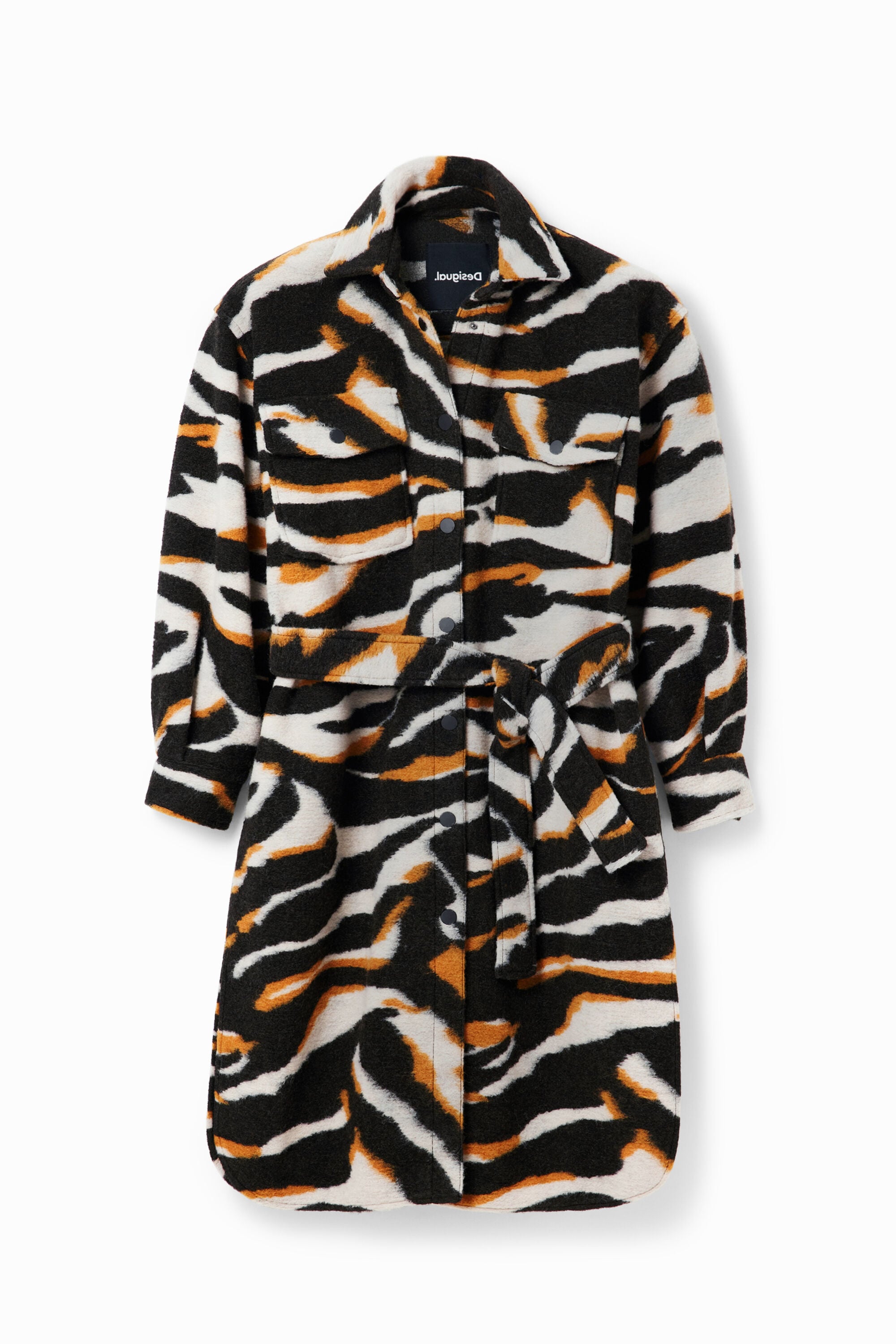 Desigual Lange jas in shacket-stijl met zebraprint