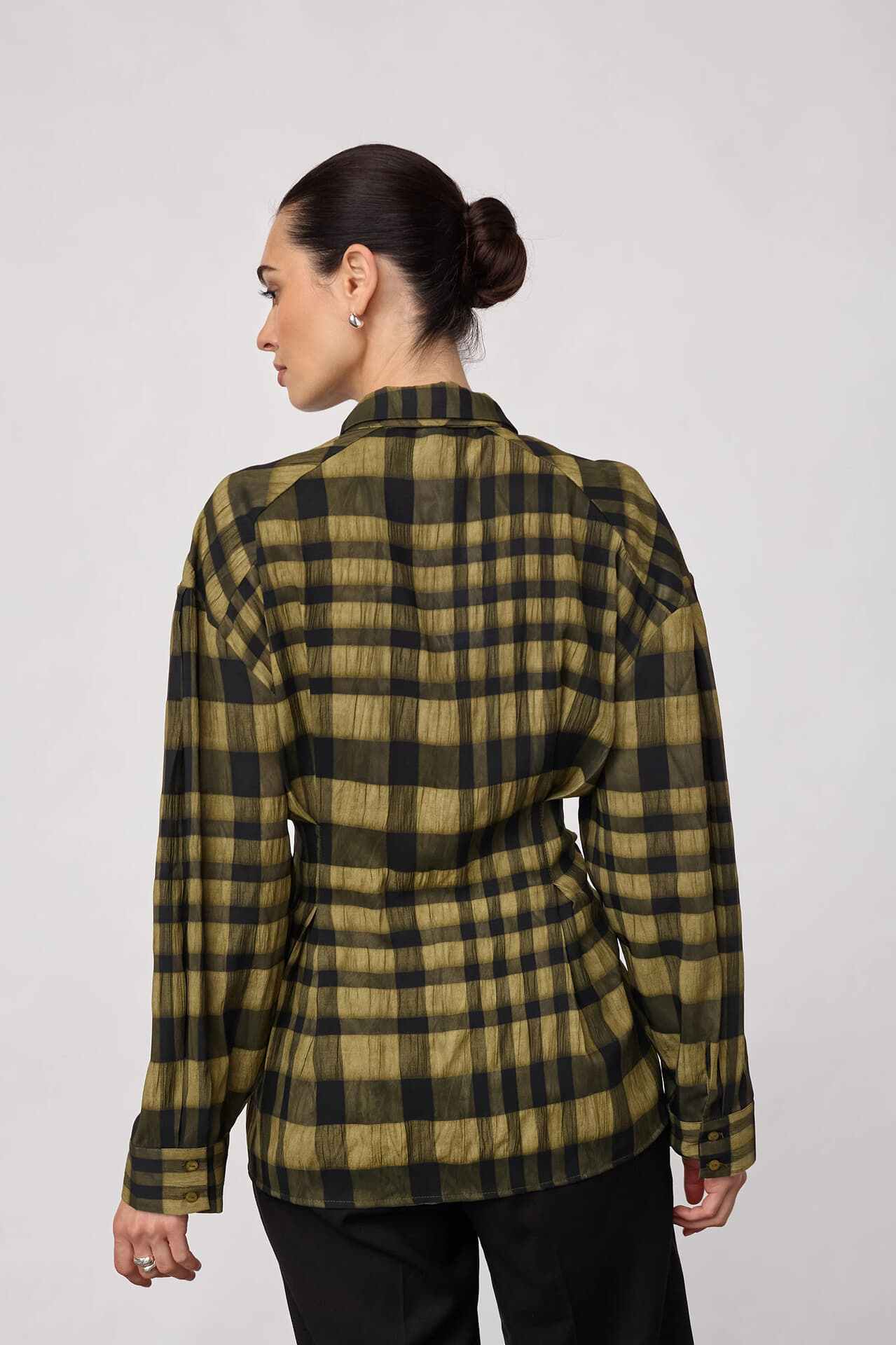 Co’couture Blouse Kyel check tie pleated Groen dames