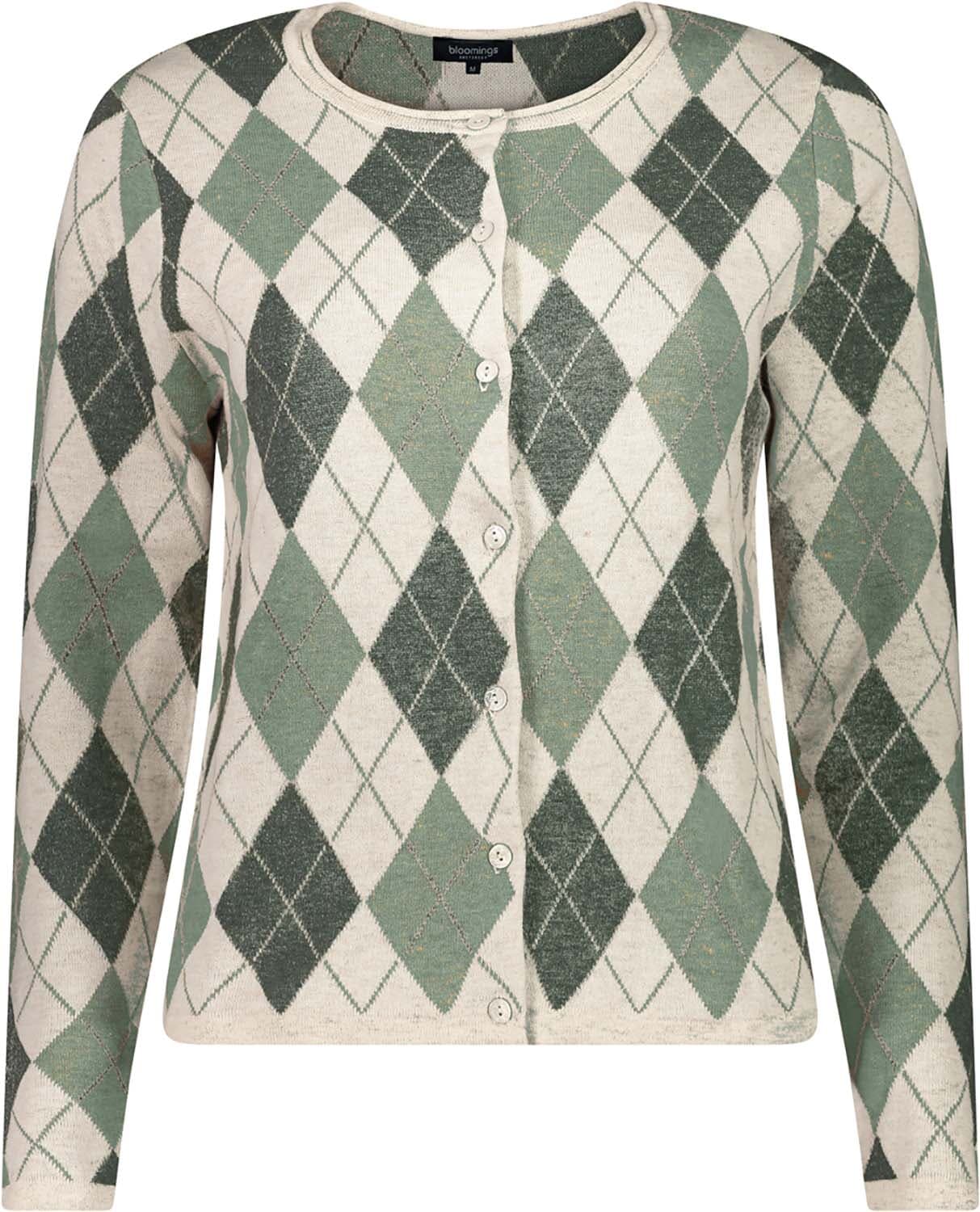 Bloomings Vest Argyle 3/4 Mouw Groen dames