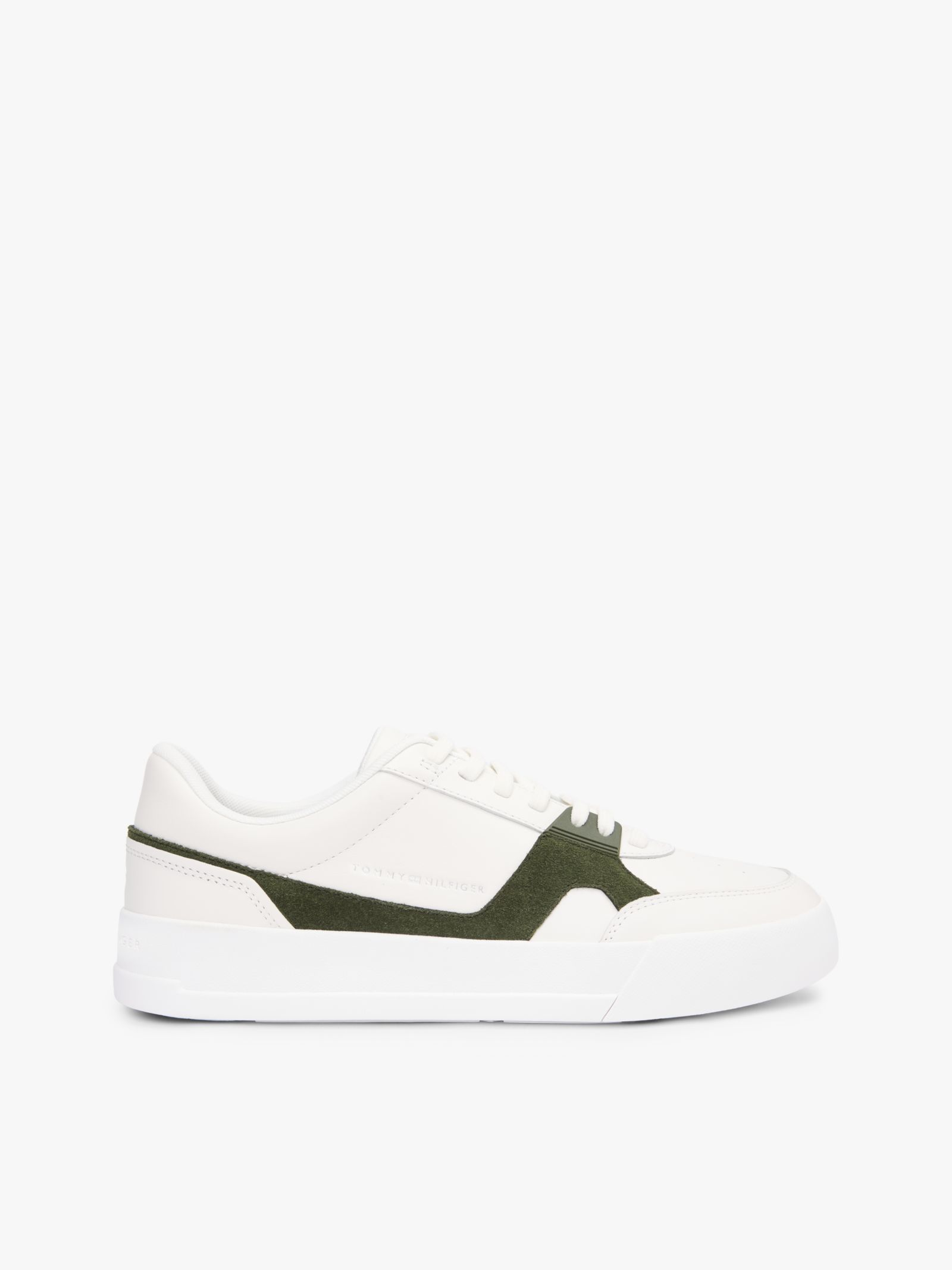 Tommy Hilfiger Leren Court Sneaker met contrastpaneel