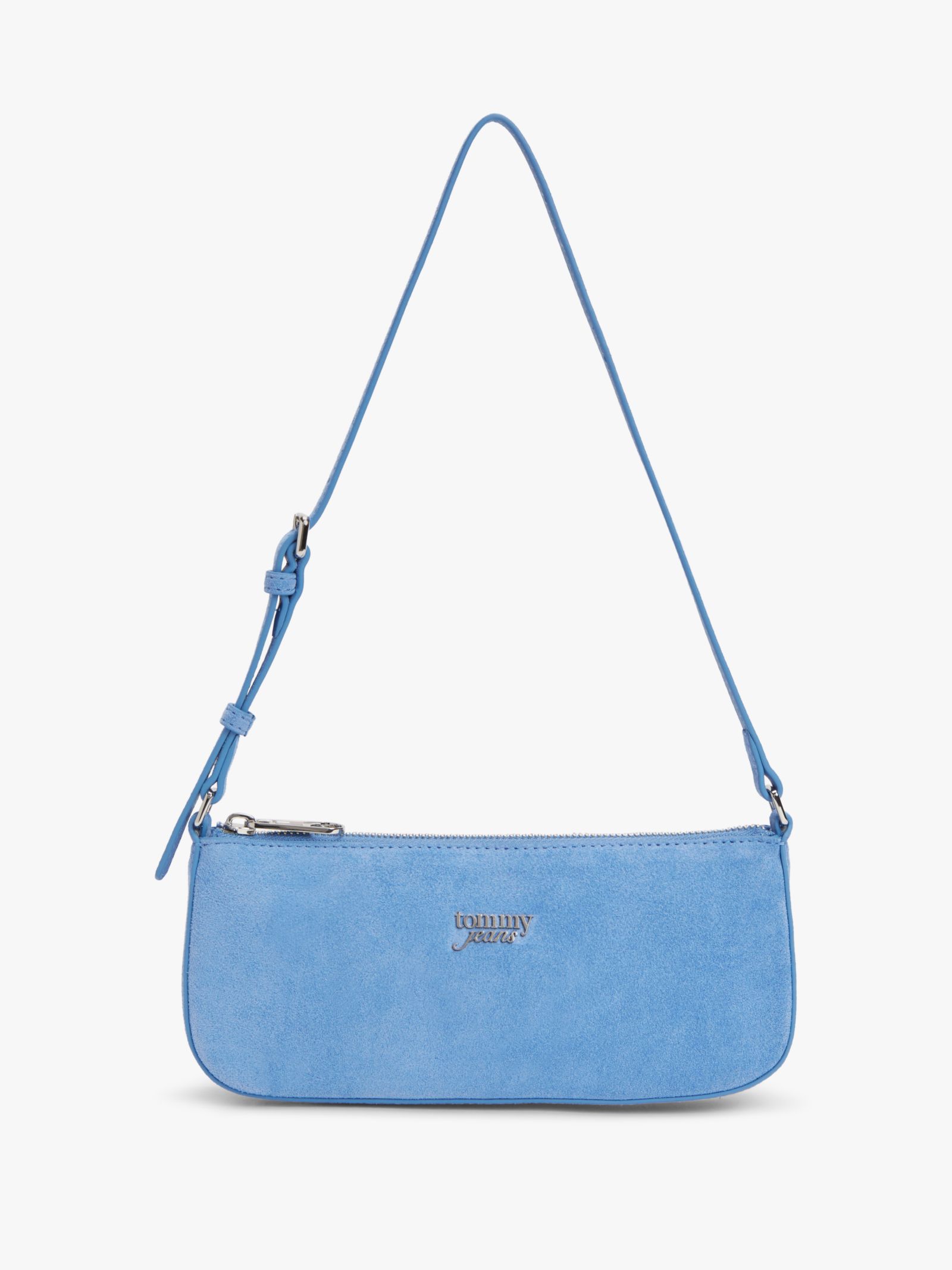 Tommy Jeans Suède schoudertas met metalen logo in blauw