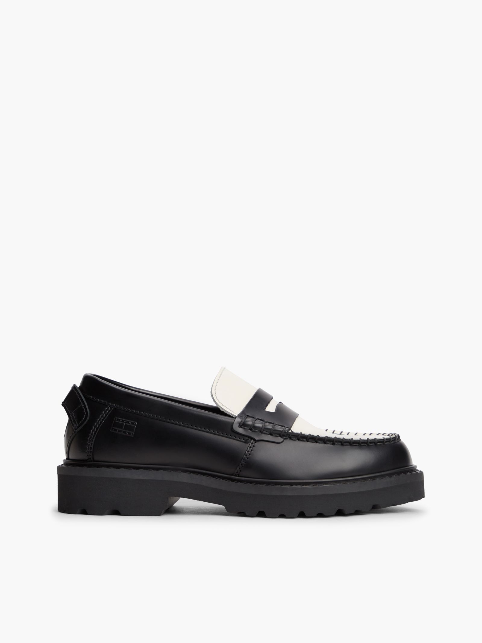 Tommy Jeans Archive leren penny loafer met contrasterende details in zwart