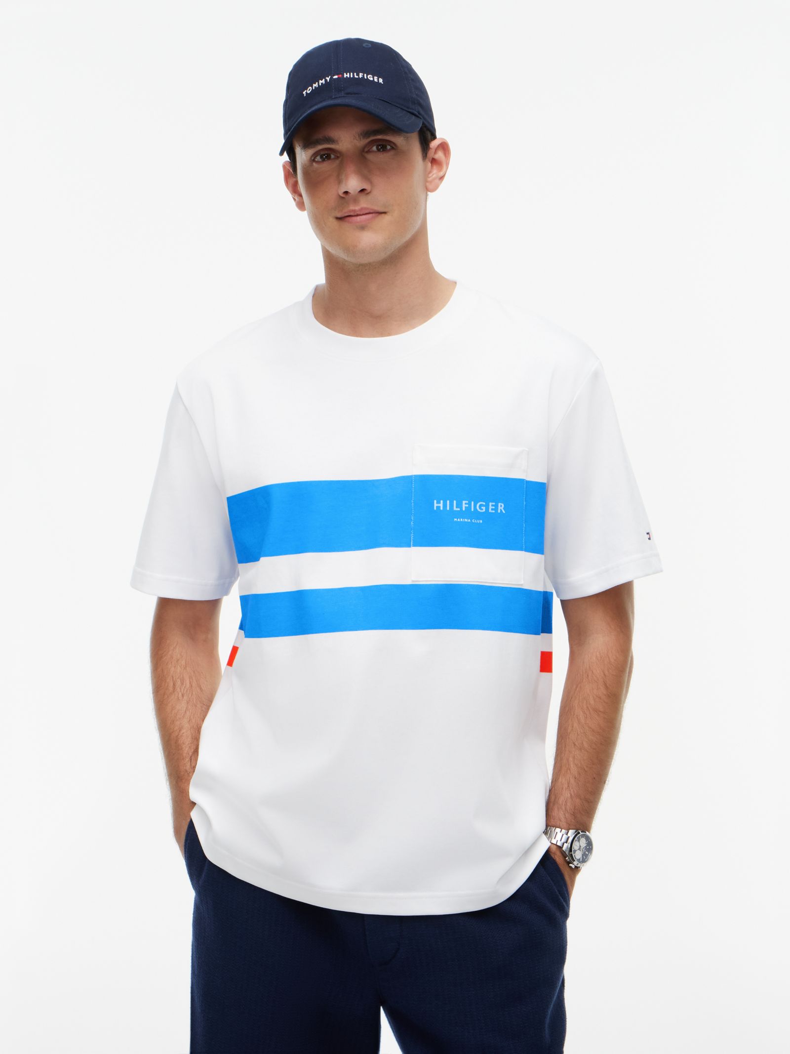 Tommy Hilfiger Relaxed Colour Blocked T-shirt met logo in wit