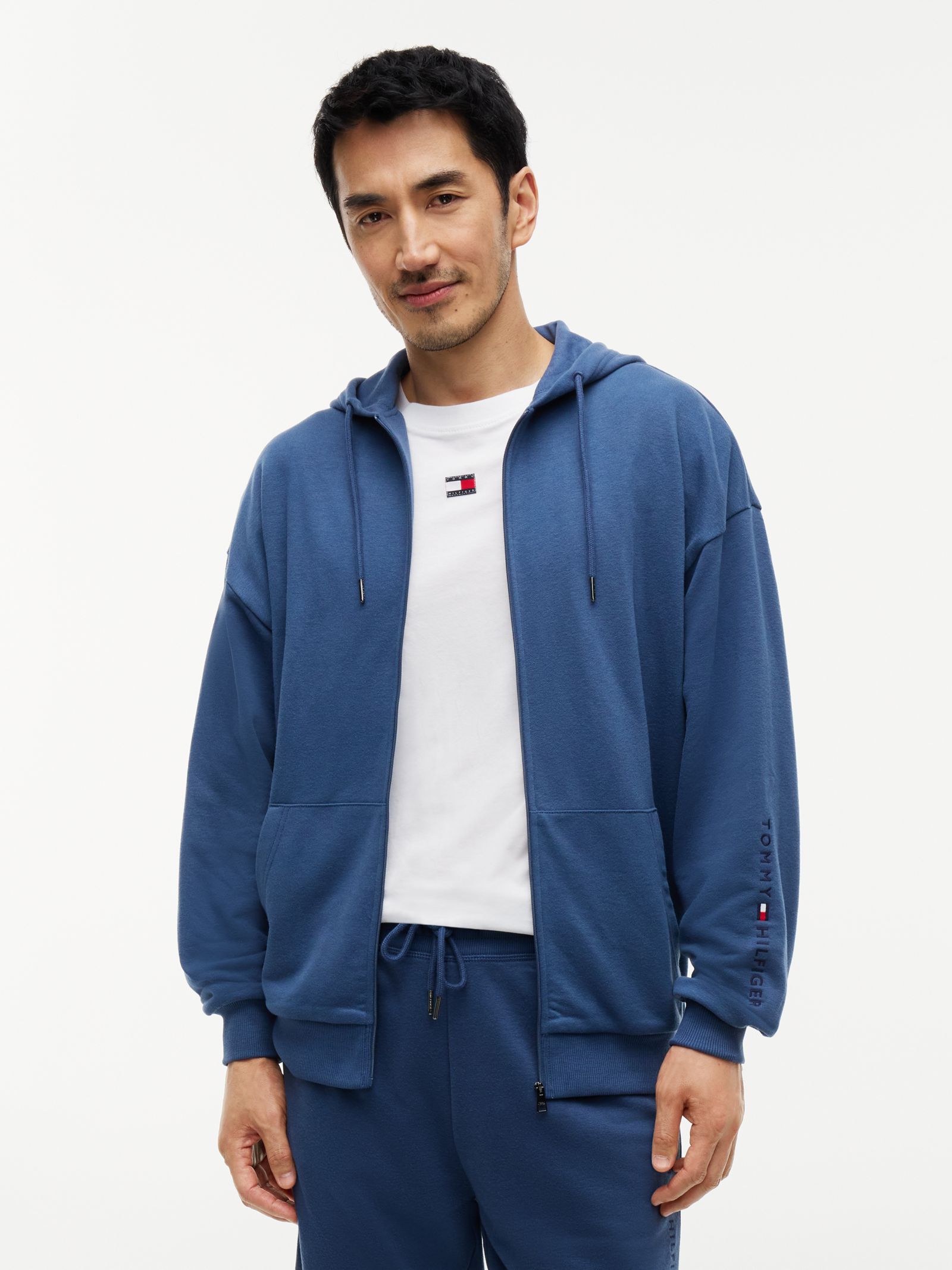 Tommy Hilfiger TH Original Terry Loungehoodie met rits in blauw