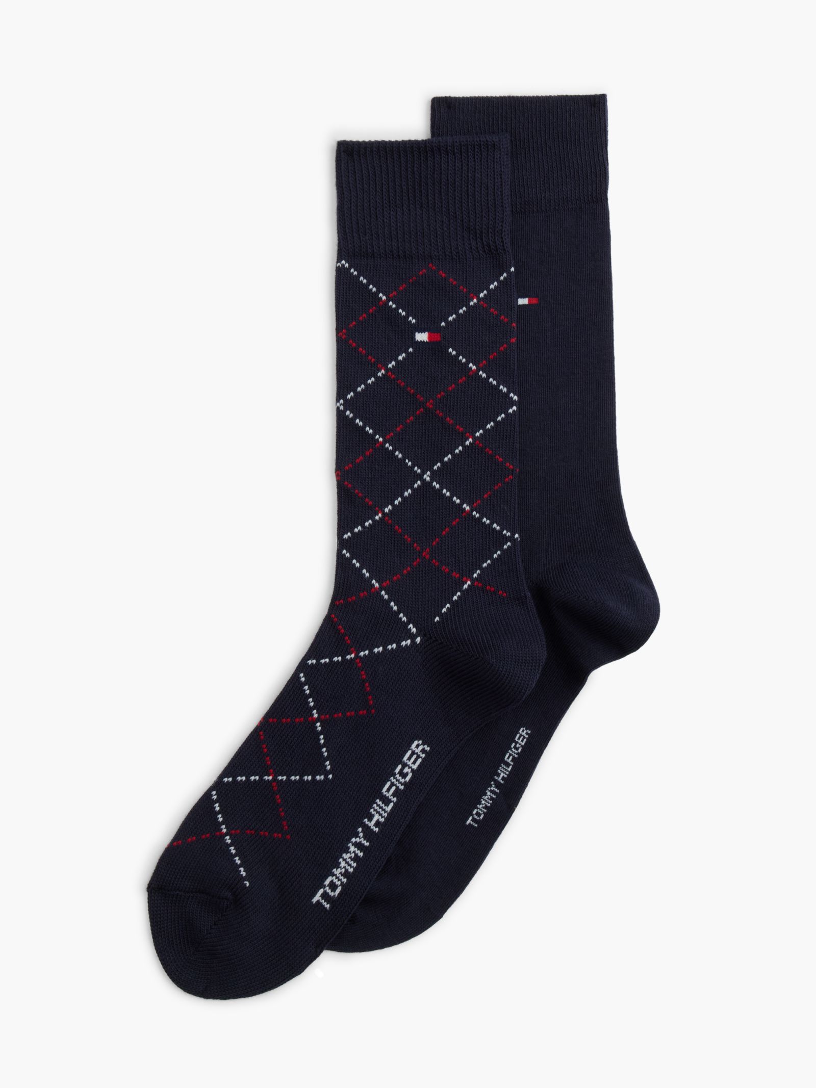 Tommy Hilfiger Set van 2 paar sokken met argyle design en geborduurde vlag in marine