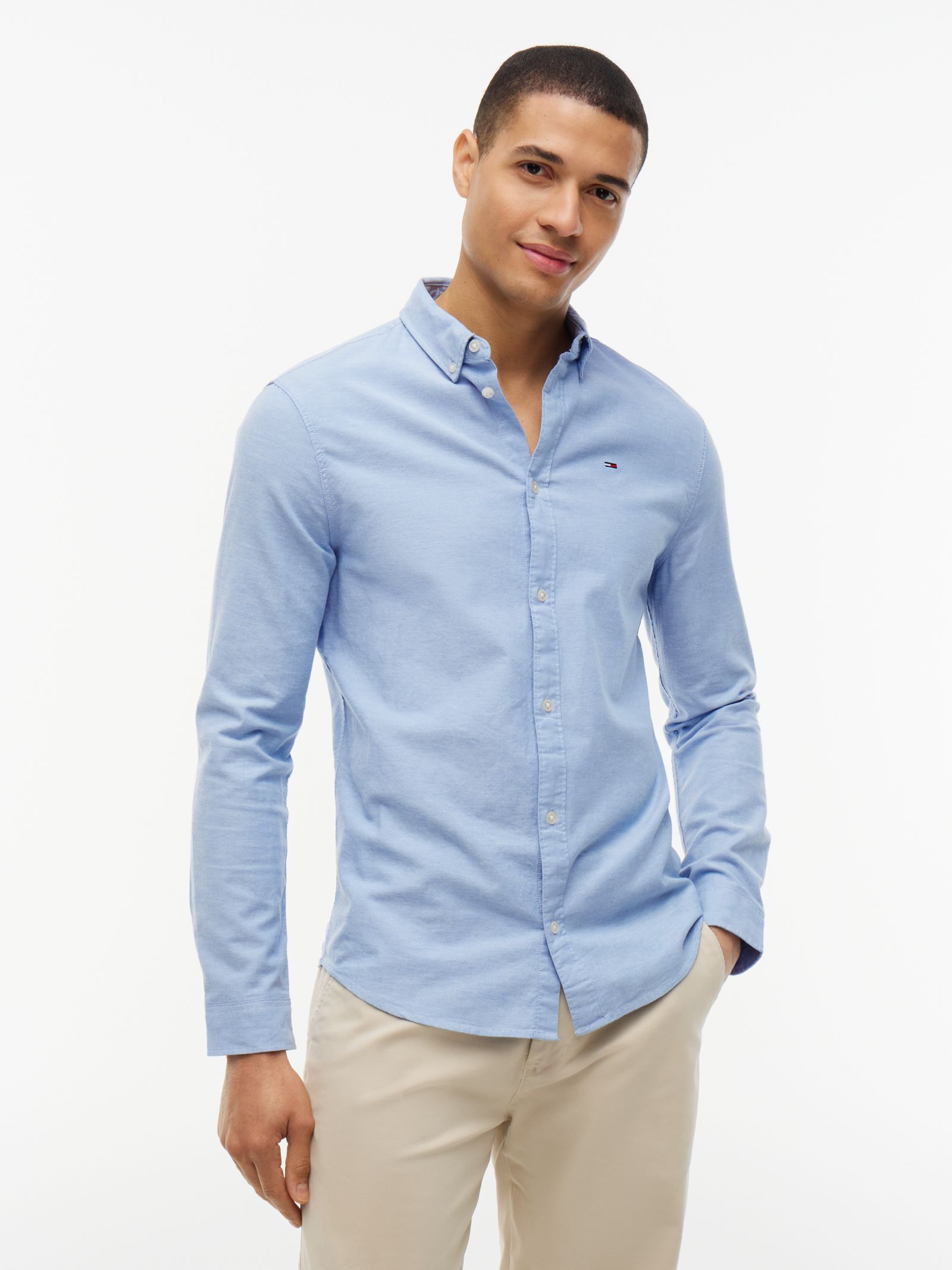 Tommy Jeans slim fit overhemd van Oxford stretchkatoen in blauw