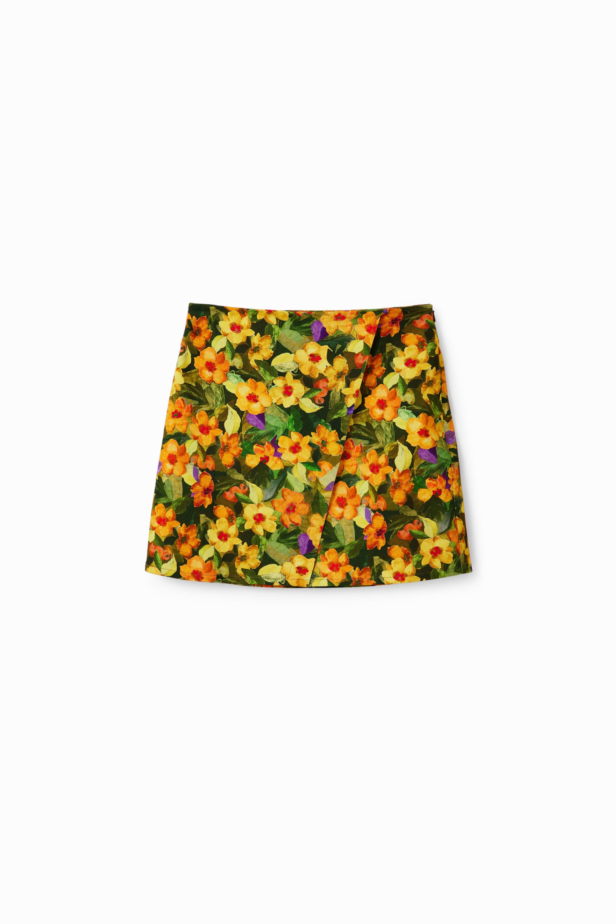 Desigual Slim fit minirok met bloemen in geel