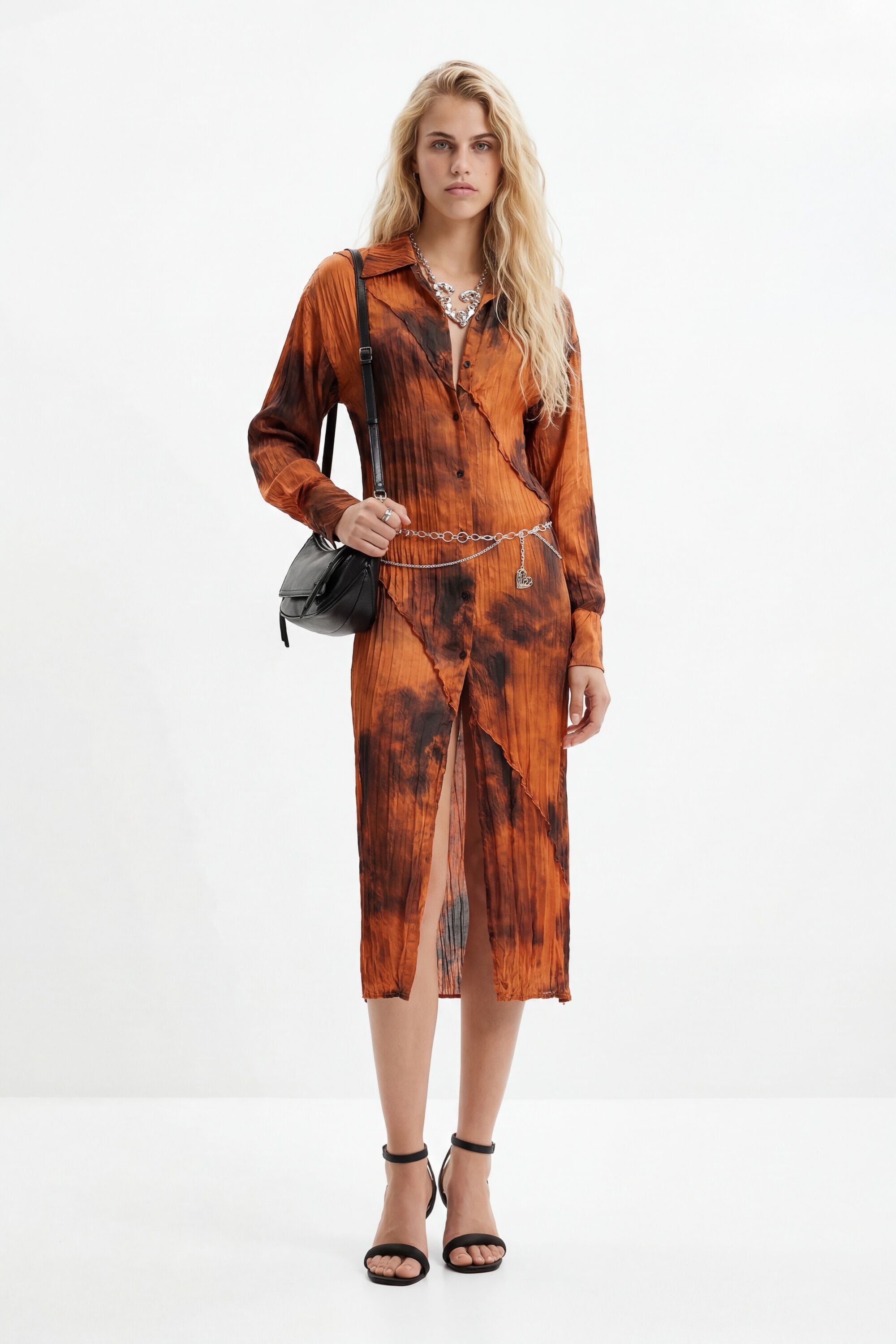 Desigual Midi-blousejurk in oranje