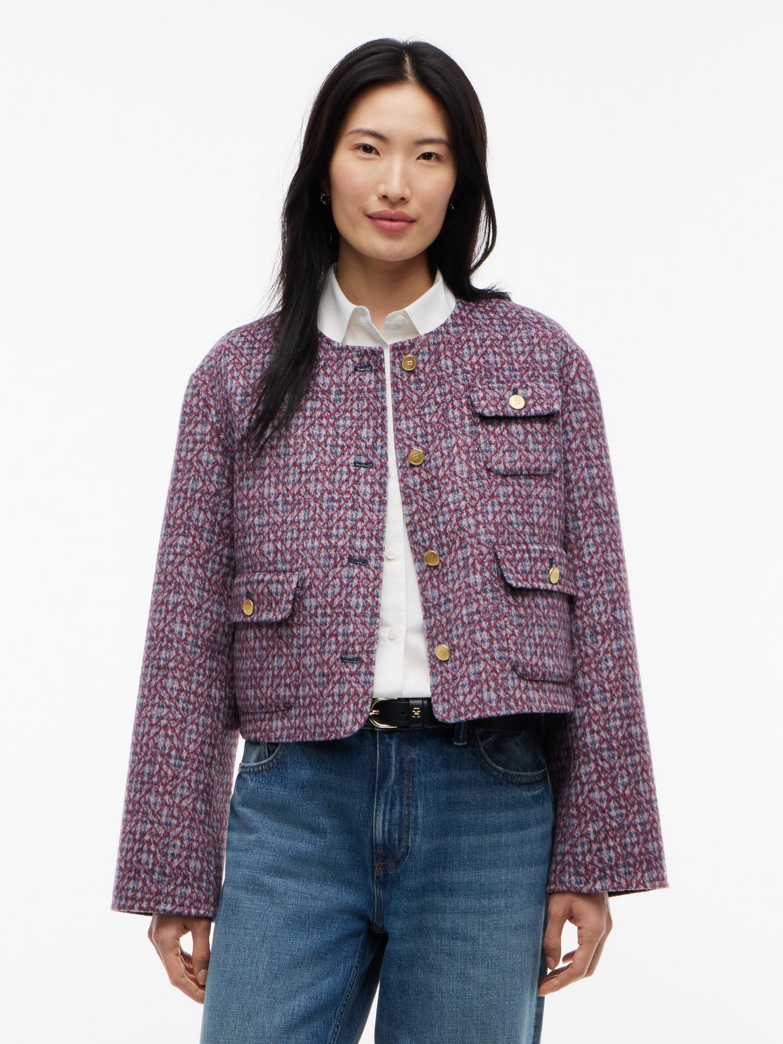 Tommy Hilfiger Jacquard jack van dubbelzijdige wolmix in multicolor