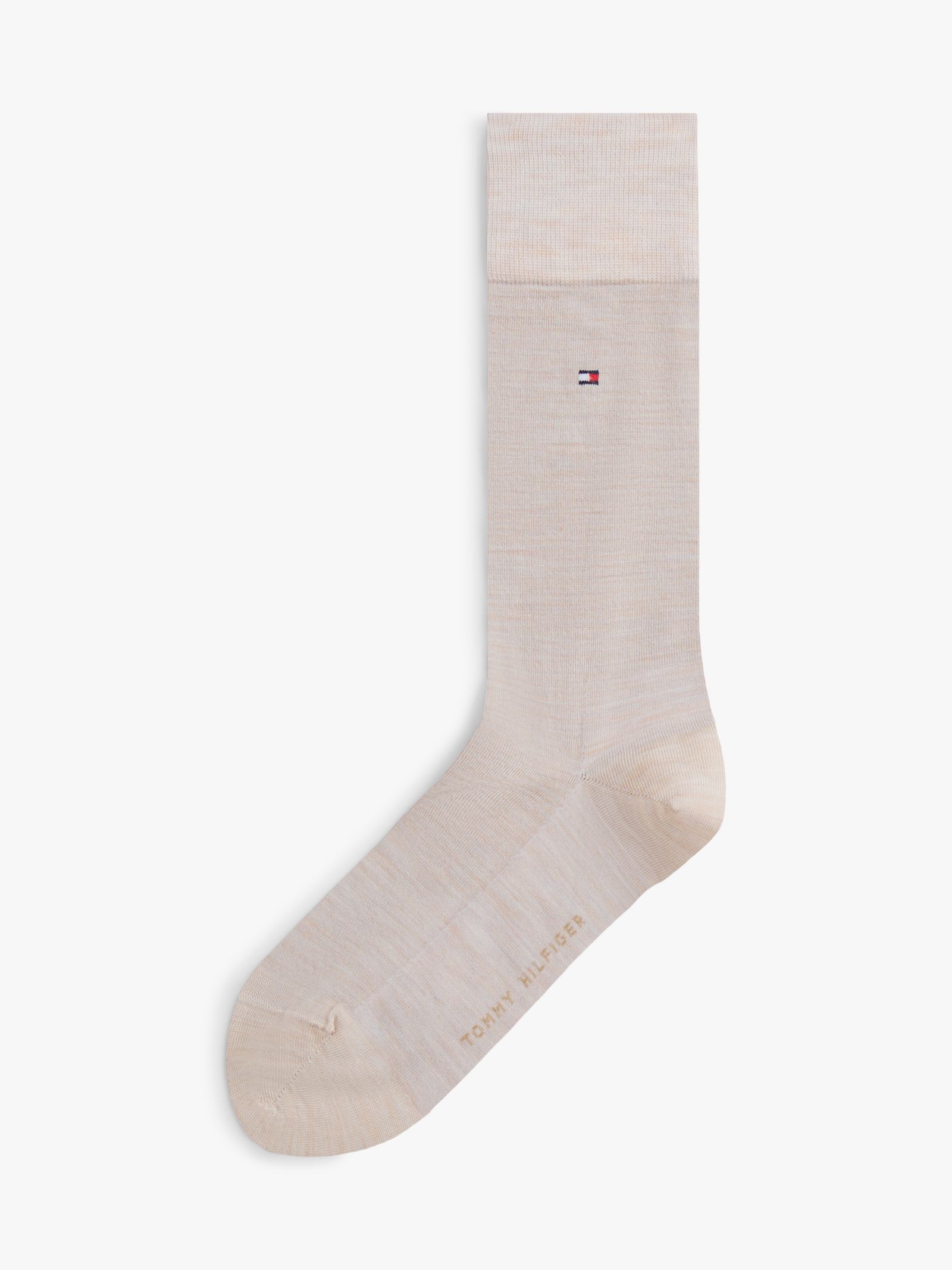 Tommy Hilfiger 1 paar sokken van wolmix met geborduurde vlag in beige
