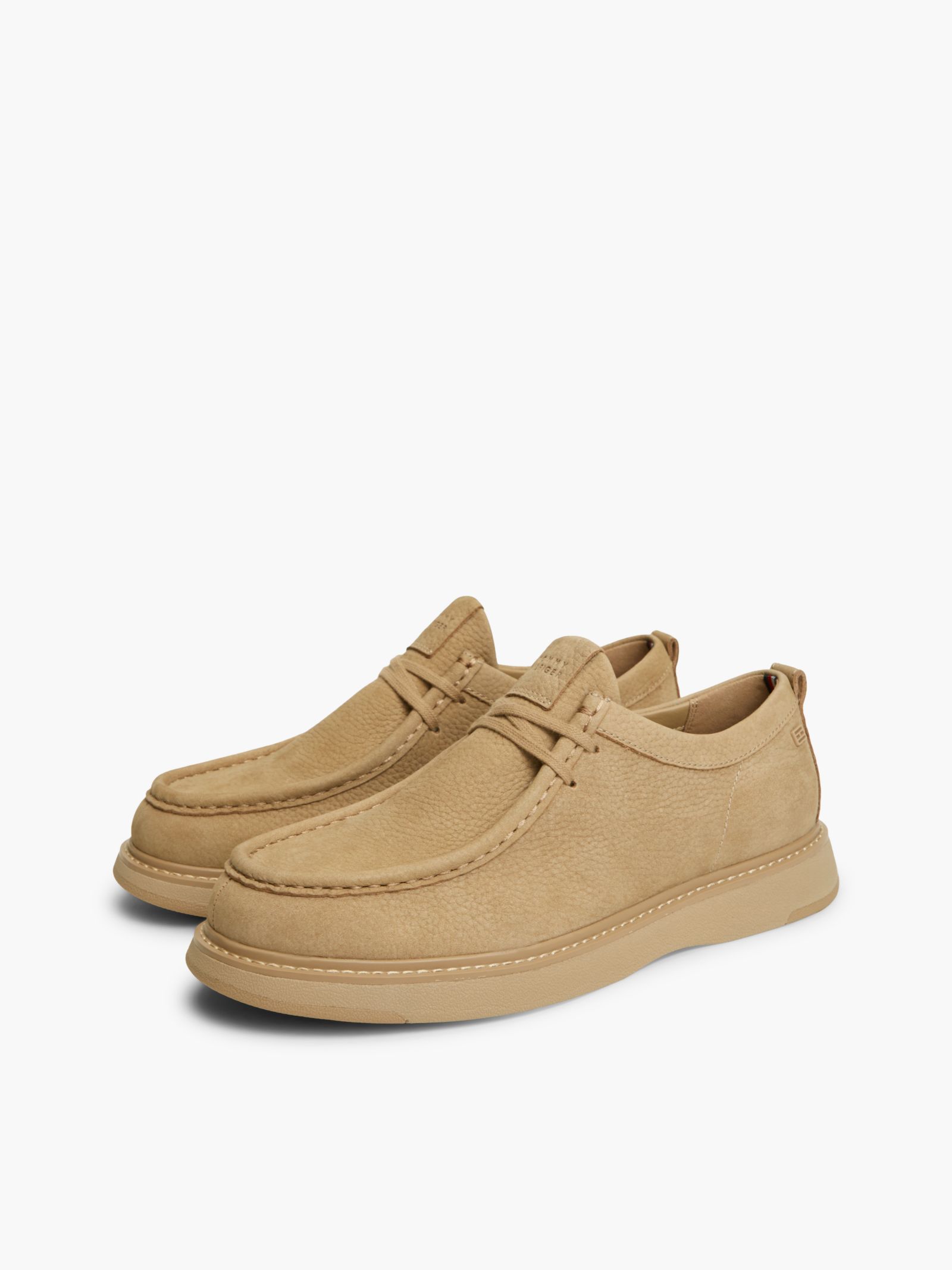 Tommy Hilfiger Leren loafer met moc toe en veters in beige