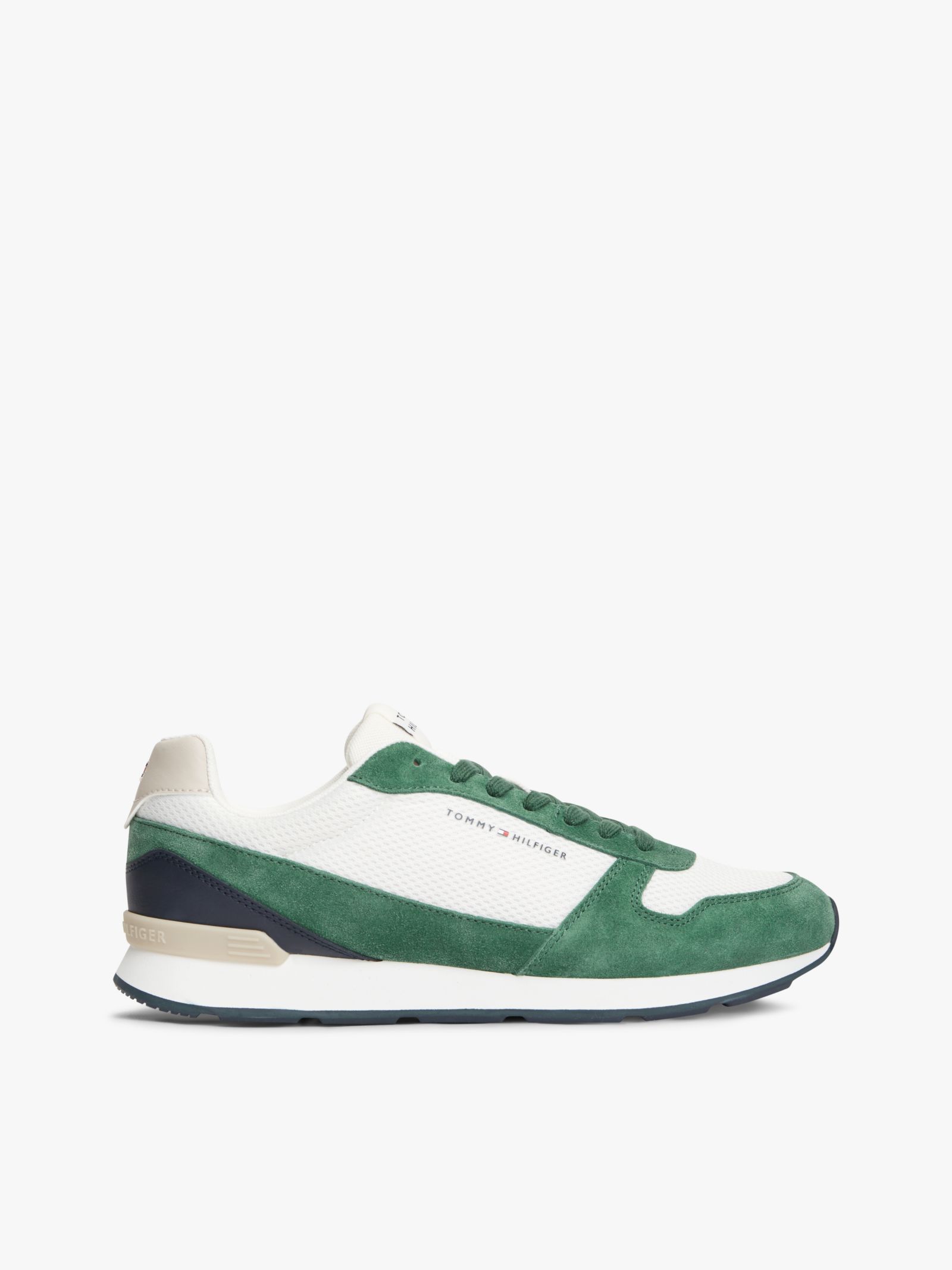 Tommy Hilfiger Suède lichtgewicht mesh sneaker in groen
