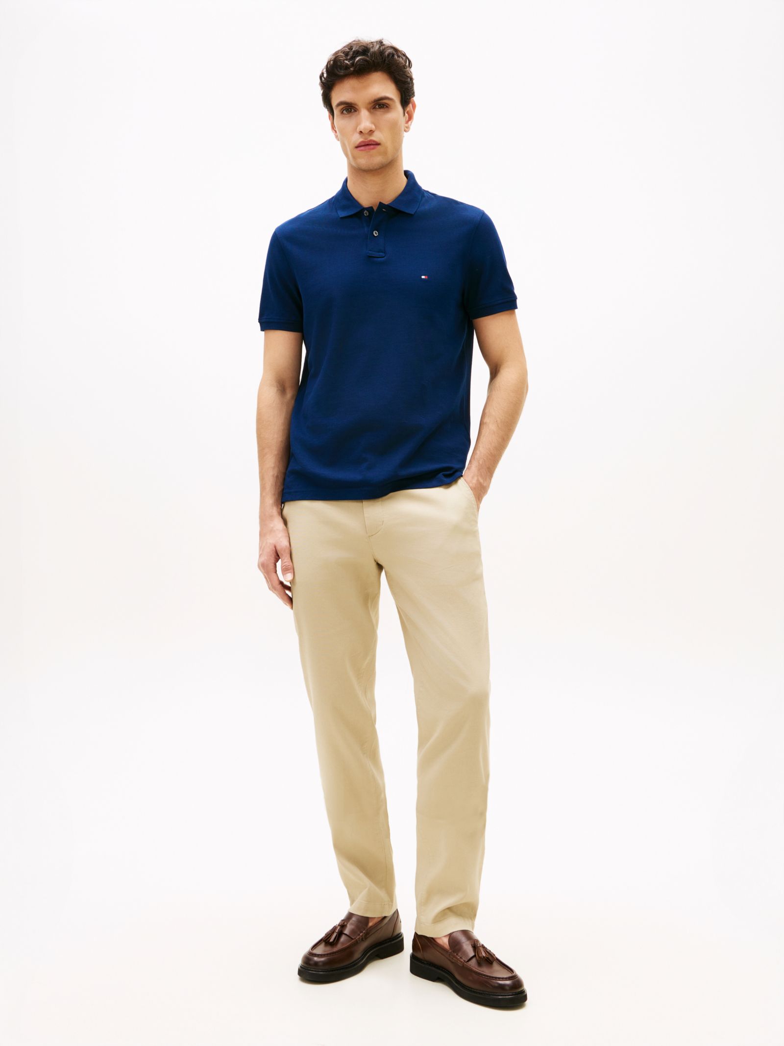 Tommy Hilfiger Dover Regular Straight Chino met honingraattextuur in beige