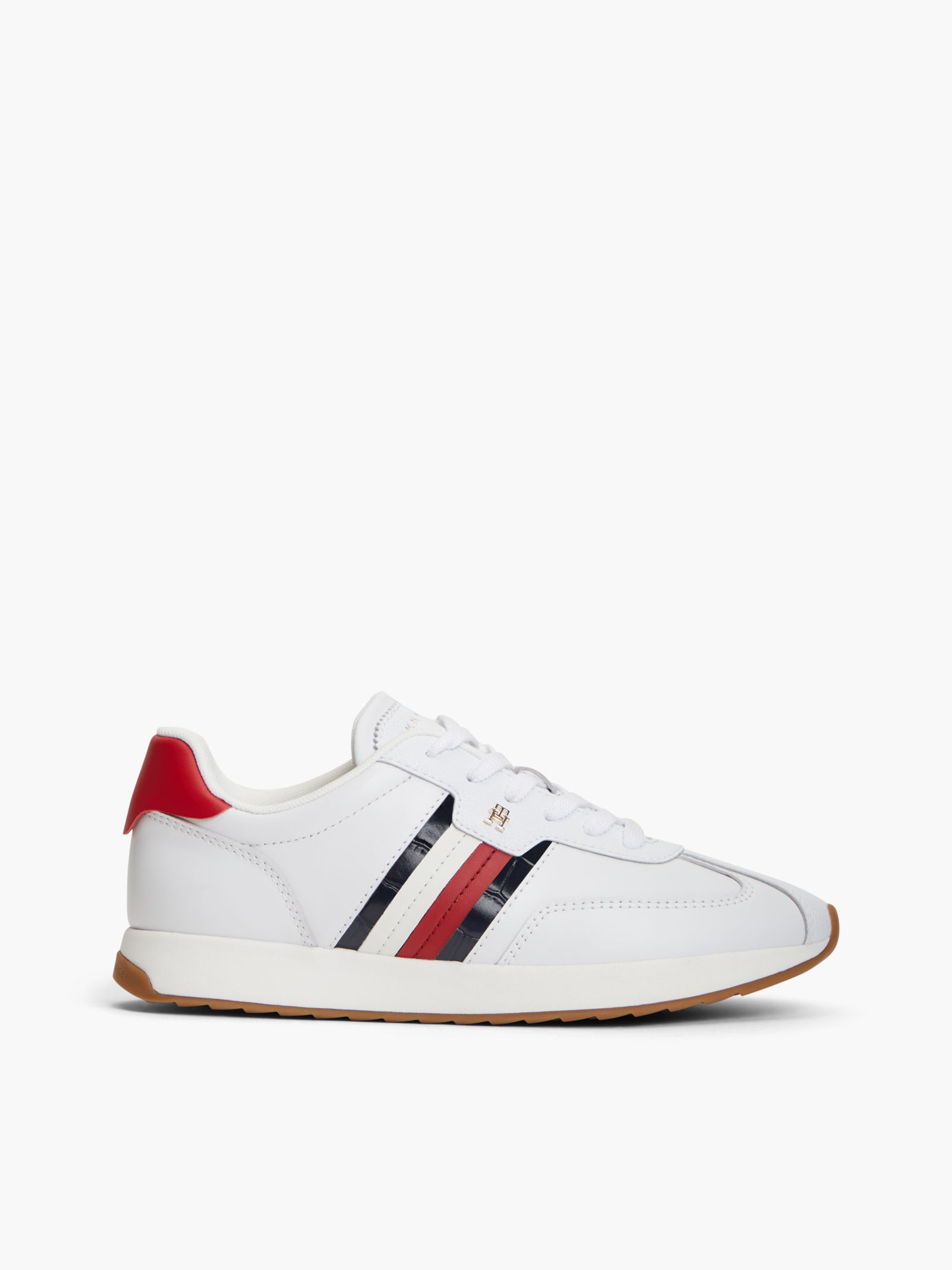 Tommy Hilfiger Retro Sneaker met Leer en Krokotextuur in wit