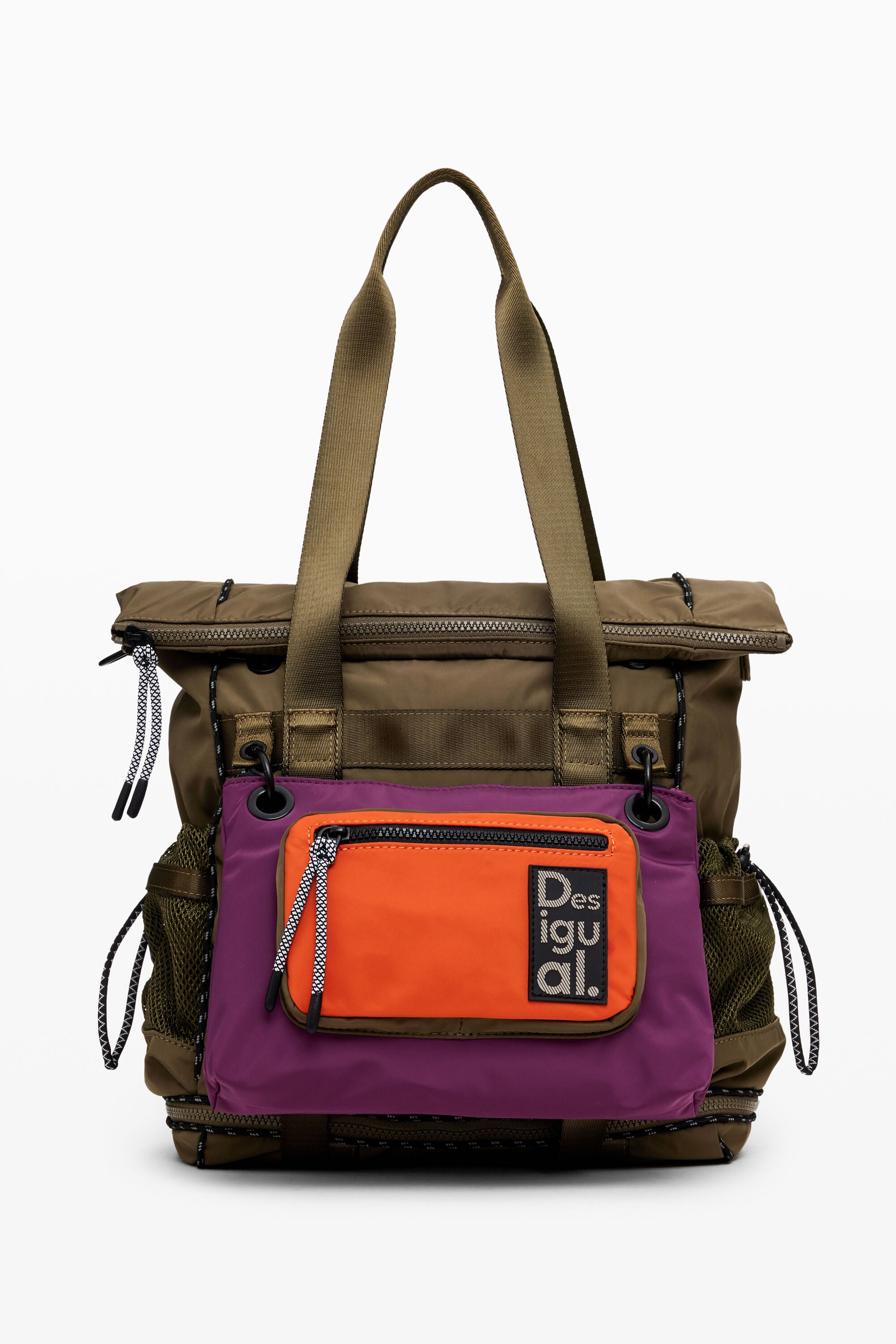 Desigual Grote nylon rugzak met meerdere draagopties in groen