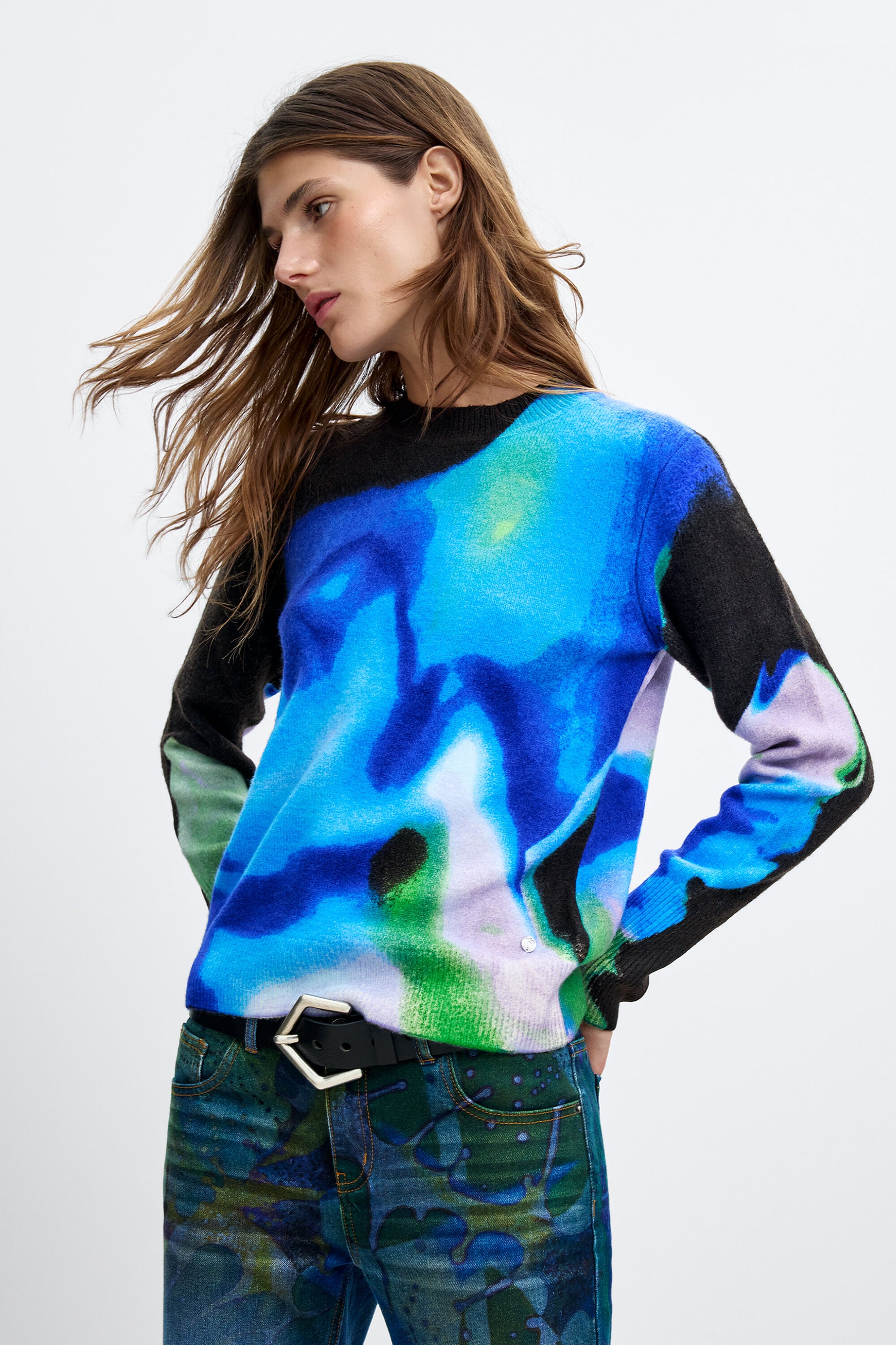 Desigual Bedrukt M. C. Lacroix-trui in blauw