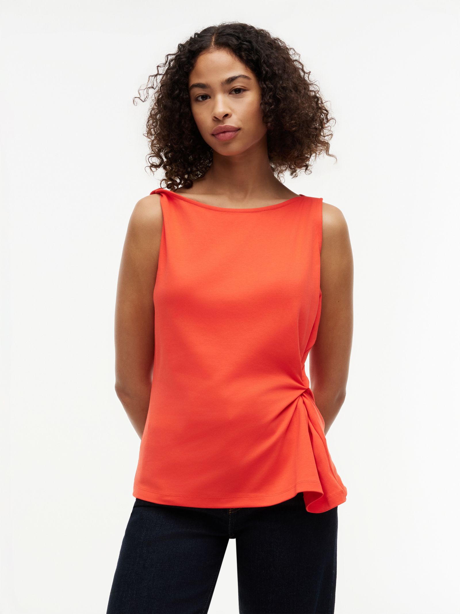 Tommy Hilfiger Mouwloze top met gedraaide boothals in rood