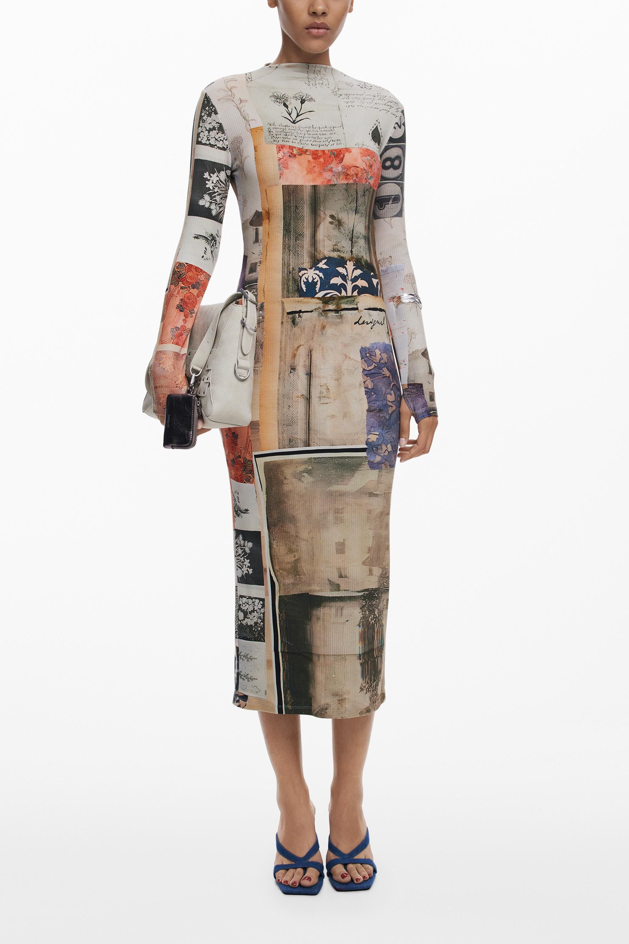 Desigual Nauwsluitende collagejurk