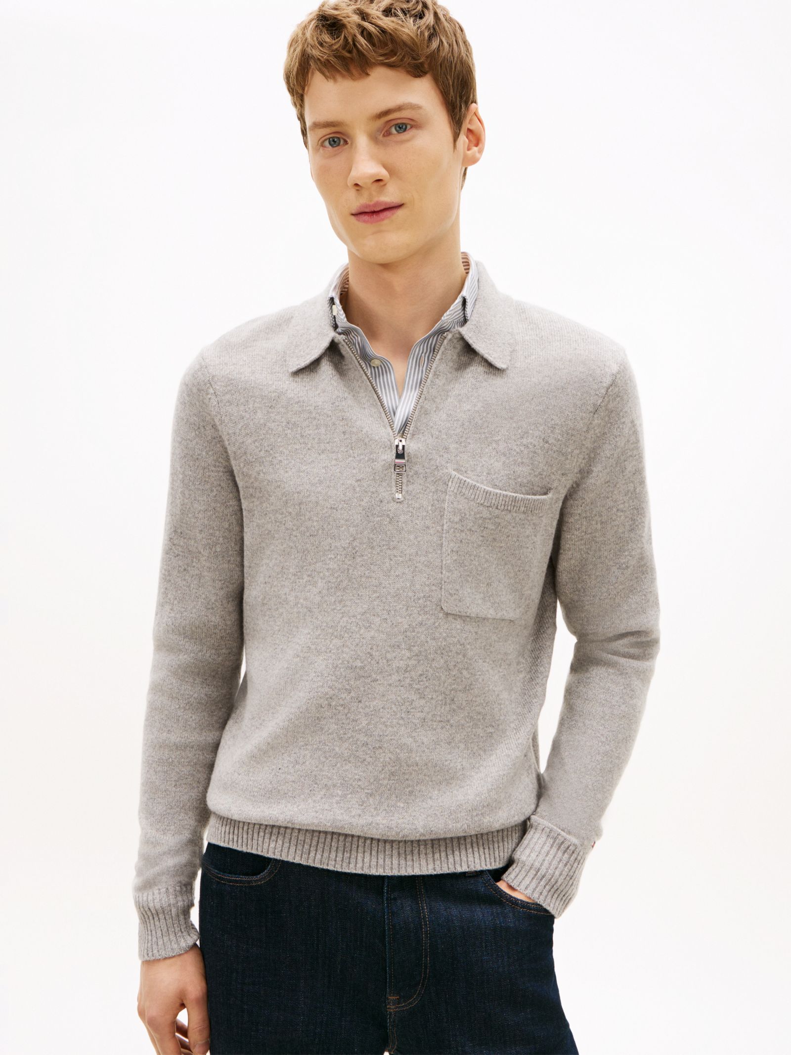 Tommy Hilfiger Puur lamswollen polotrui met rits