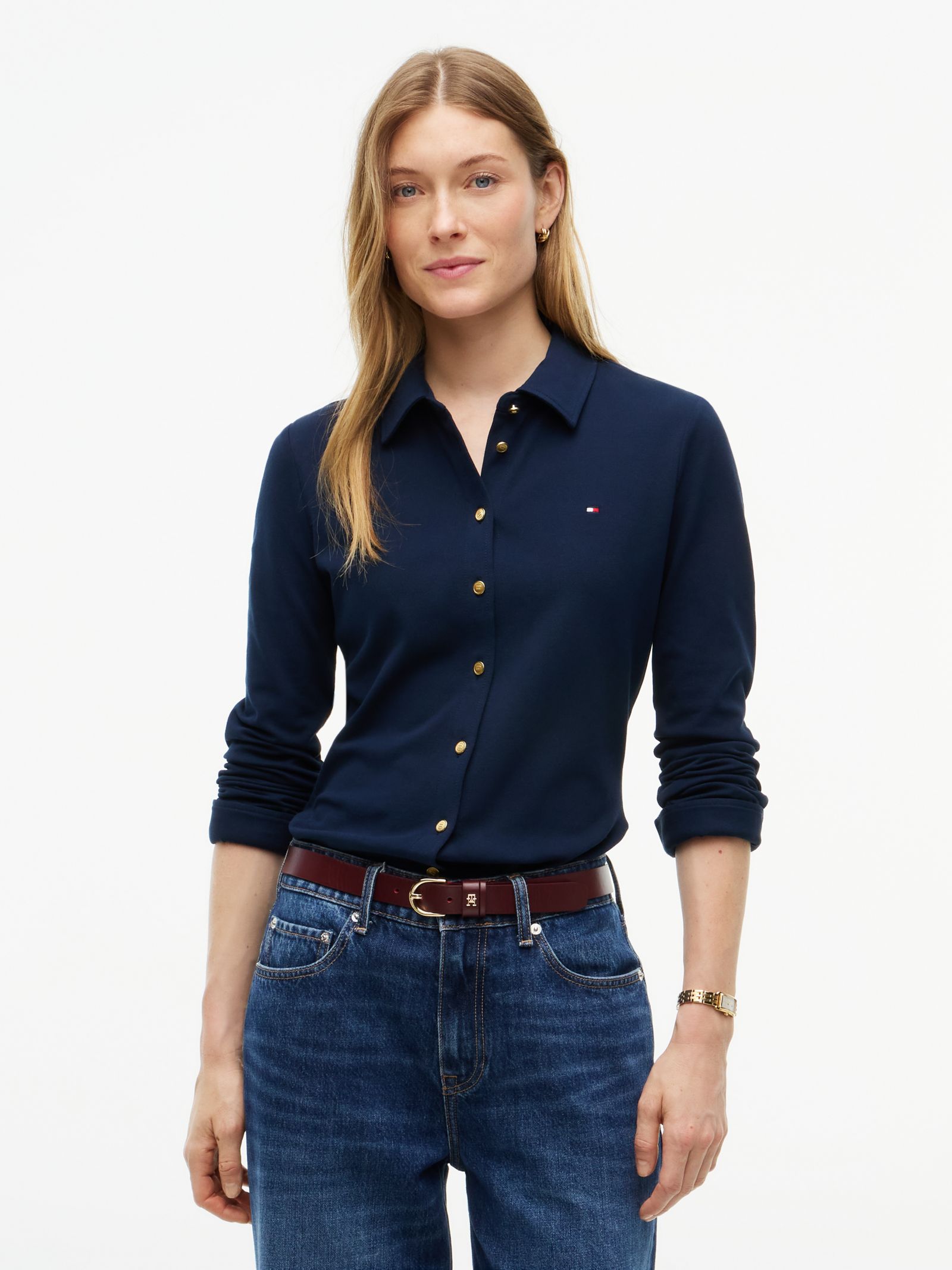 Tommy Hilfiger 1985 regular fit overhemd met goudkleurige knopen