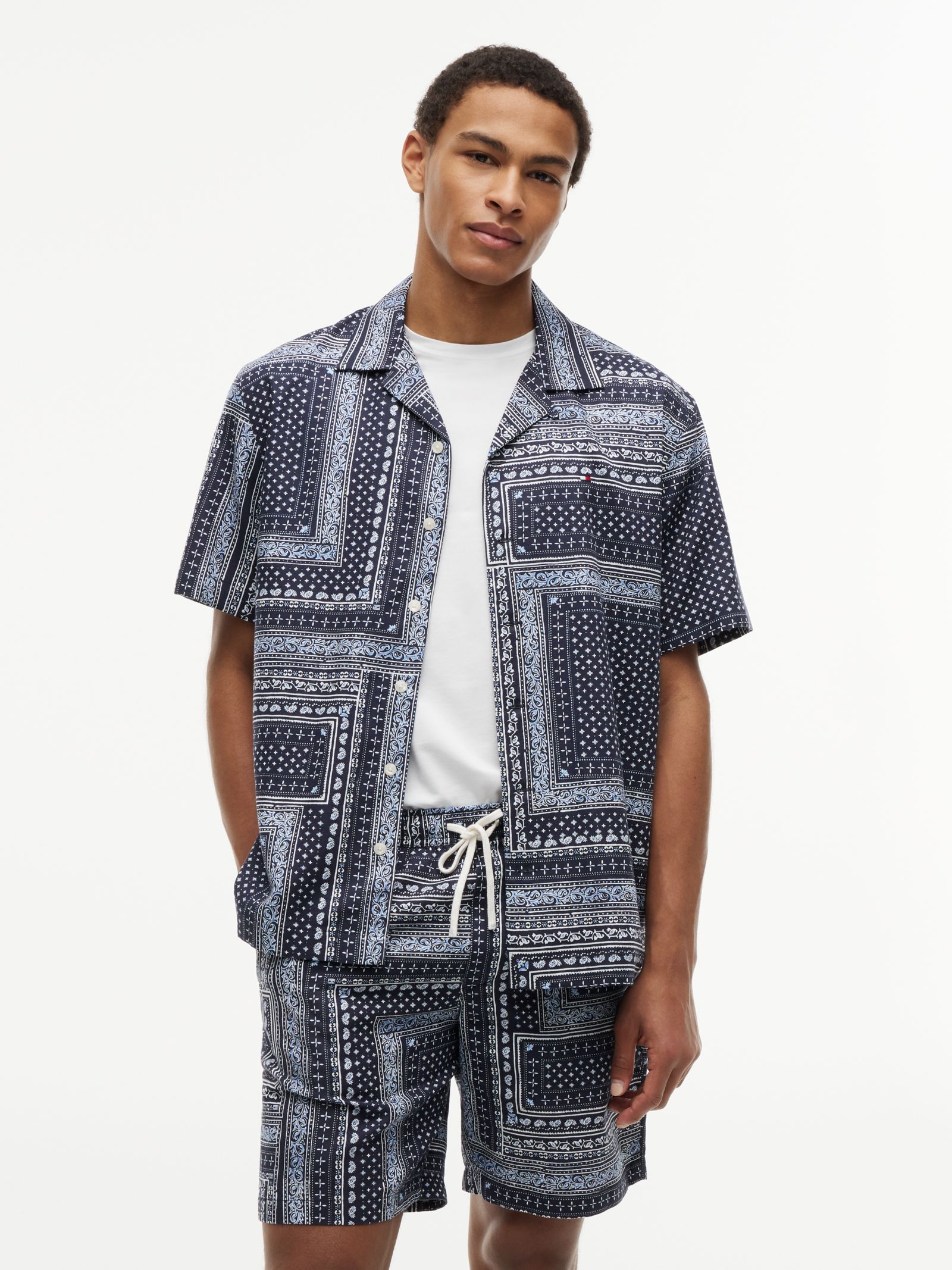Tommy Hilfiger Relaxed fit overhemd met korte mouwen en bandanaprint