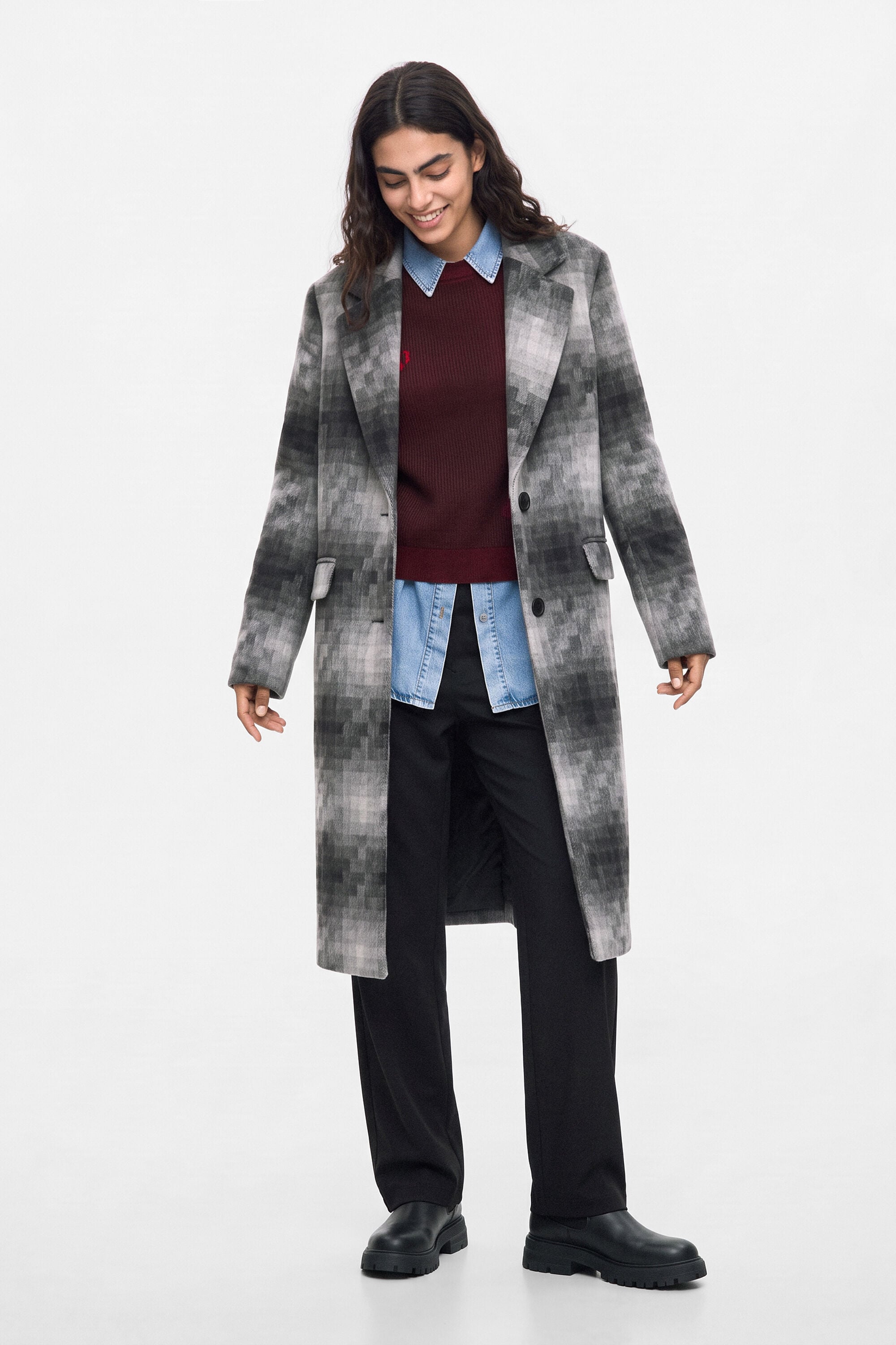 Desigual Lange mantel met wol