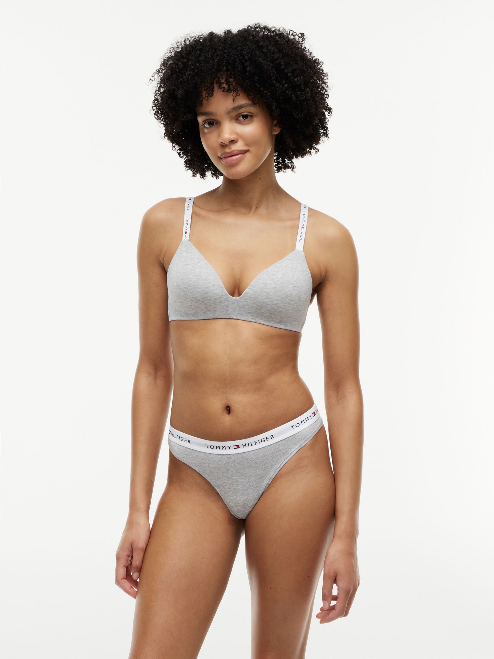 Tommy Hilfiger Licht voorgevormde triangel bh met repeat logo in grijs