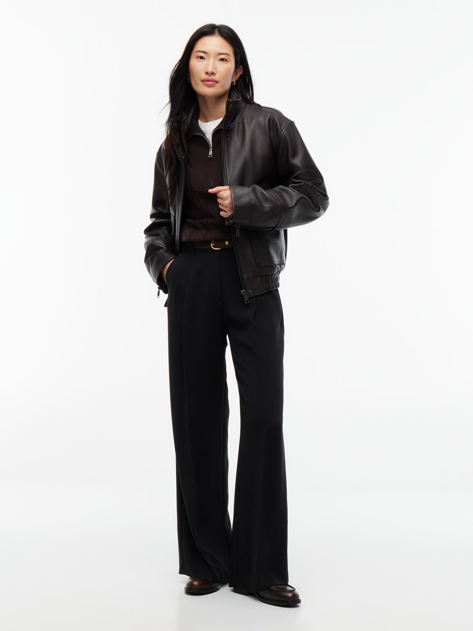 Tommy Hilfiger Pantalon met plooien en wijde broekspijp