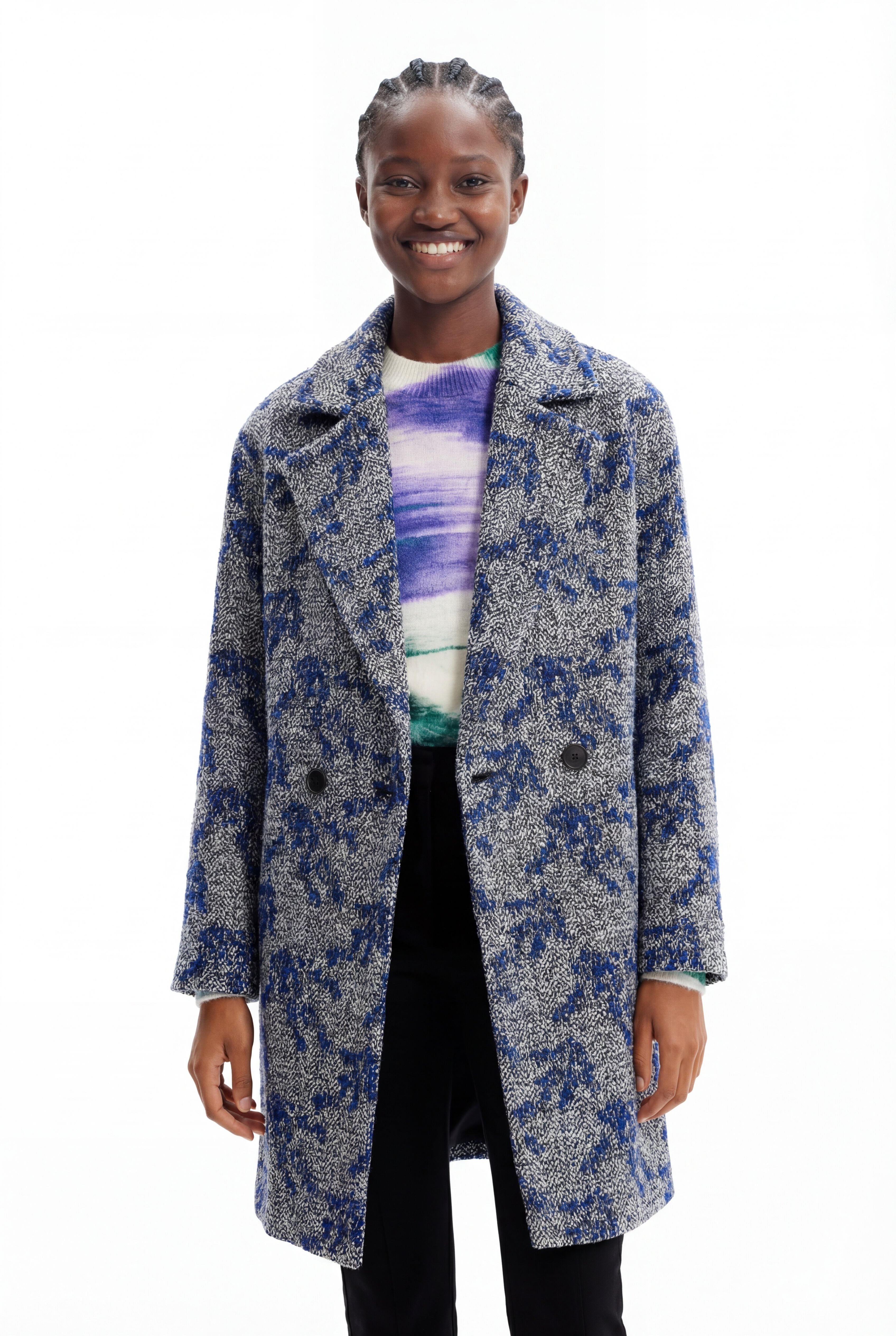 Desigual Jas met overslag en visgraatmotief
