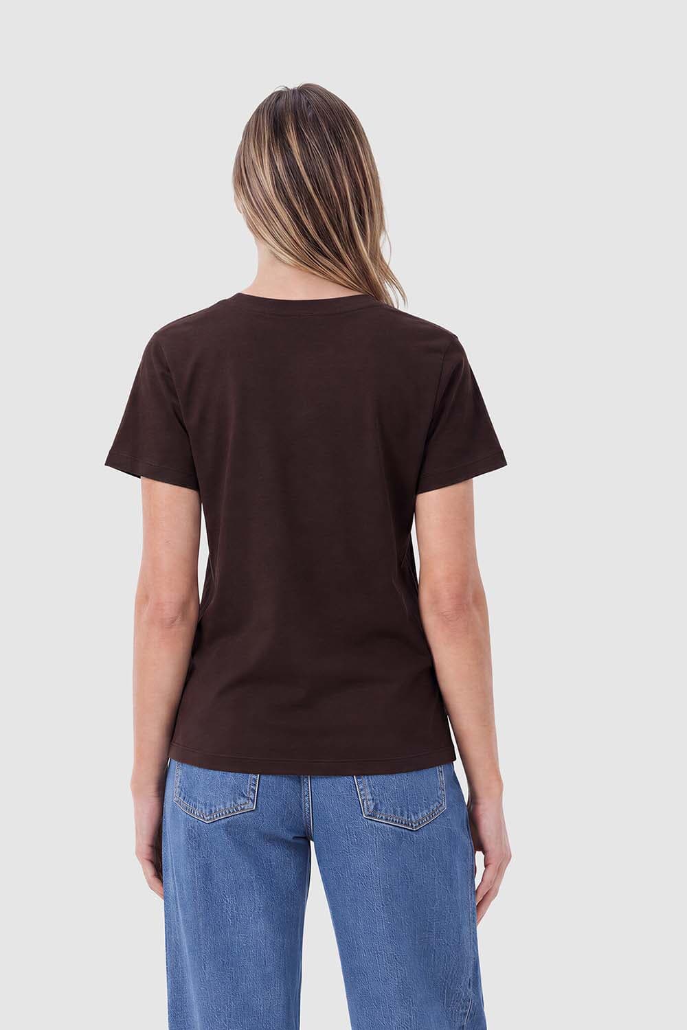Anna Blue T shirt Slim Bruin dames