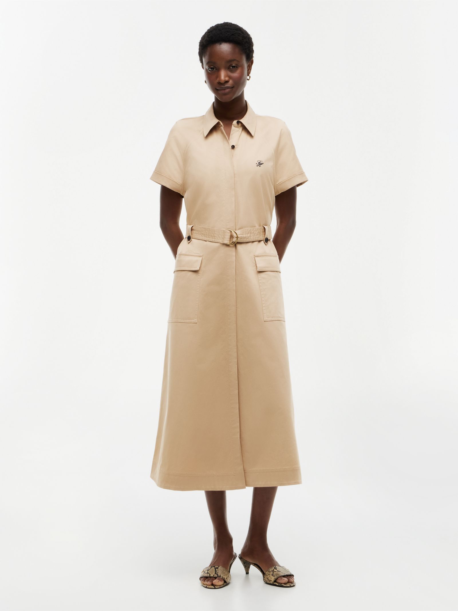 Tommy Hilfiger Twill midi overhemdjurk met ceintuur