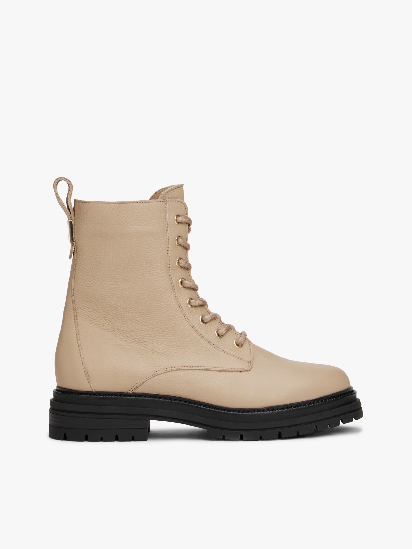 Tommy Hilfiger Chunky laars van gegranuleerd leer met warme voering in beige